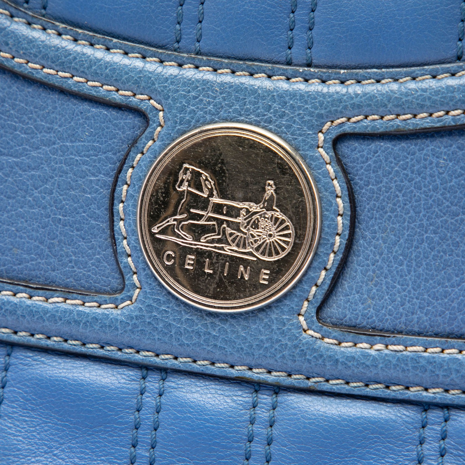Celine Leather Boogie Horse Carriage Handbag Pre-Loved Bag Blue