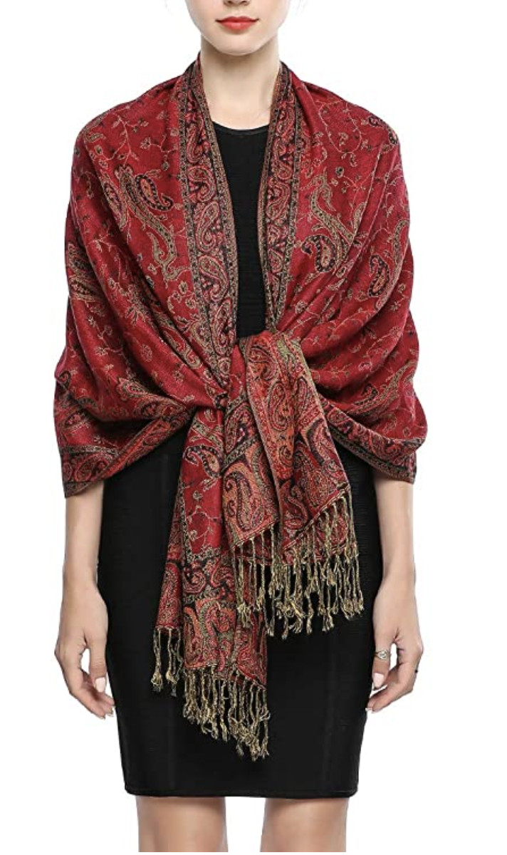 Soft Silky Reversible Paisley Pashmina Shawl Wrap Scarf Stole w/ Fringes 80″x28″