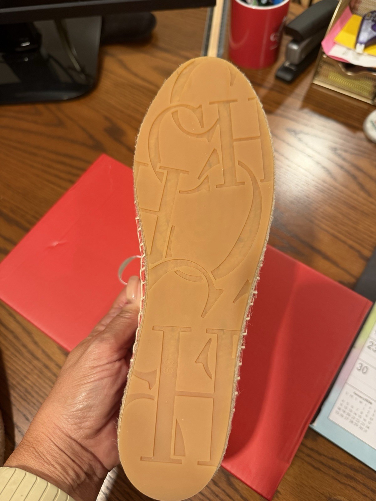 CH Logo Leather Espadrille. Size 39.