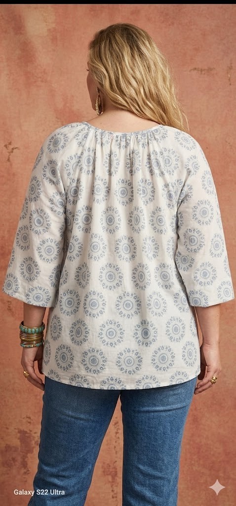 Plus Size 100% Cotton Blouse Handmade in USA with Fabric from India 1X 2X 3X 4X