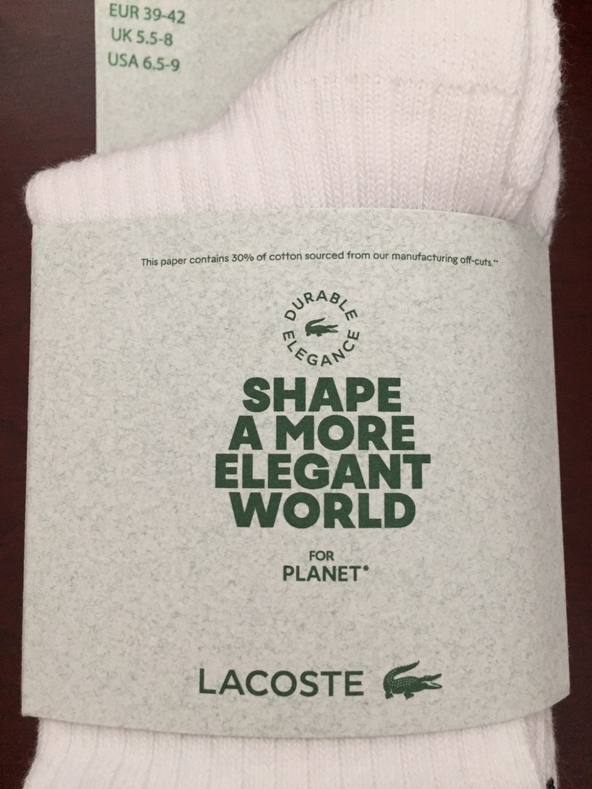 NEW Lacoste 3 Pack Size 6.5-9 Cuff Crew Socks NWT