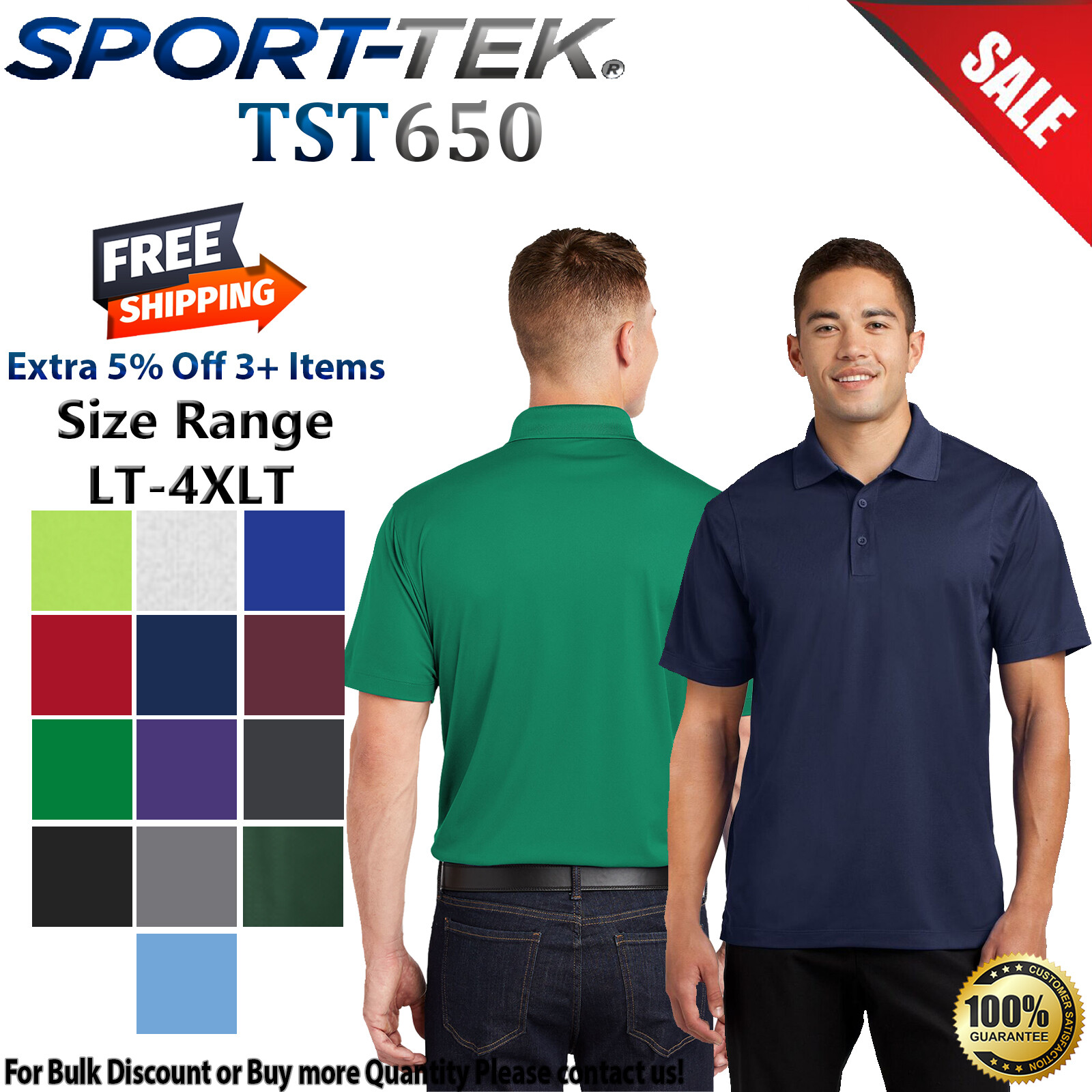 Sport-Tek TST650 Mens Big & Tall Short Sleeve Micropique Sport Wick Polo Shirt