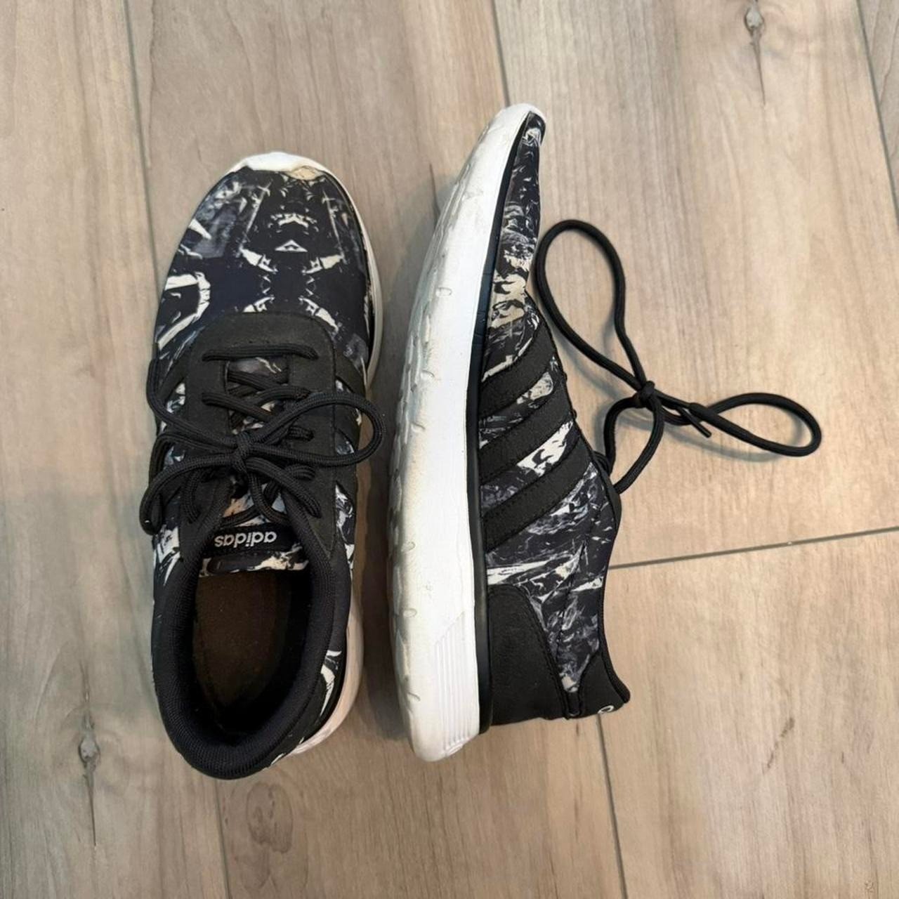Adidas black and white cloud foam marbled camo style sneakers Women’s sz US 7.5