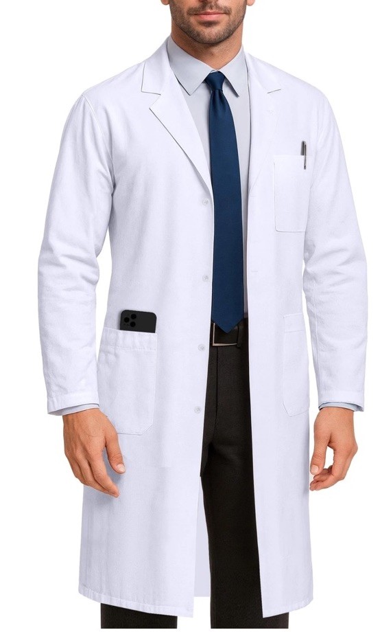 *3-Pack* NY Threads Professional Lab Coat-Mens Medium Long Sleeve Poly Cotton