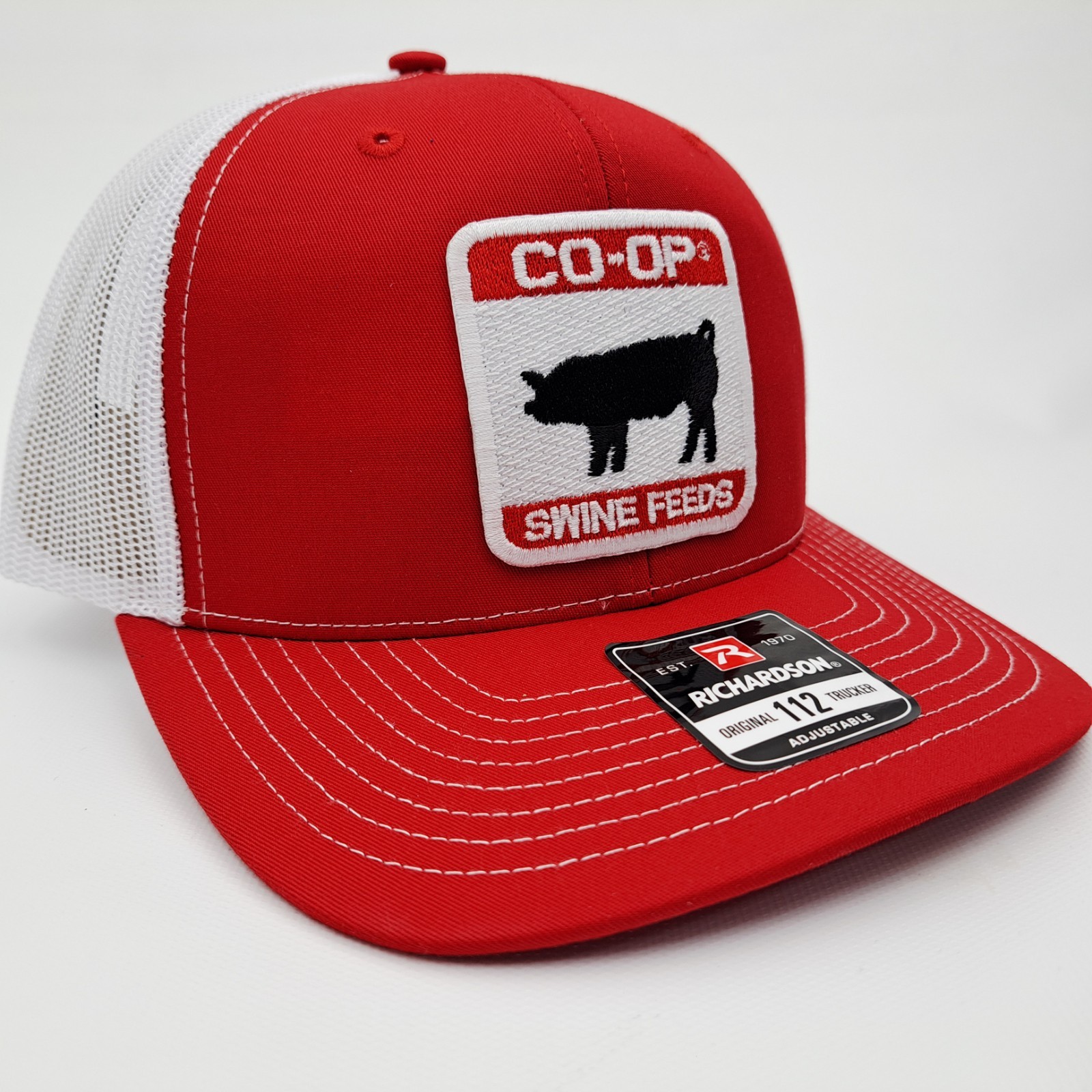 Co-Op Swine Feeds Richardson 112 Trucker Cap Hat Mesh Snapback Embroidered Patch