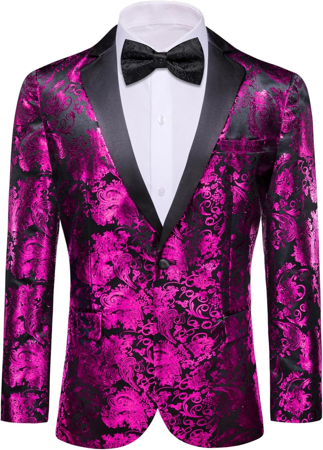 Men’s Floral Paisley One Button Blazer Tuxedo Jacket for Carnival Party Gift