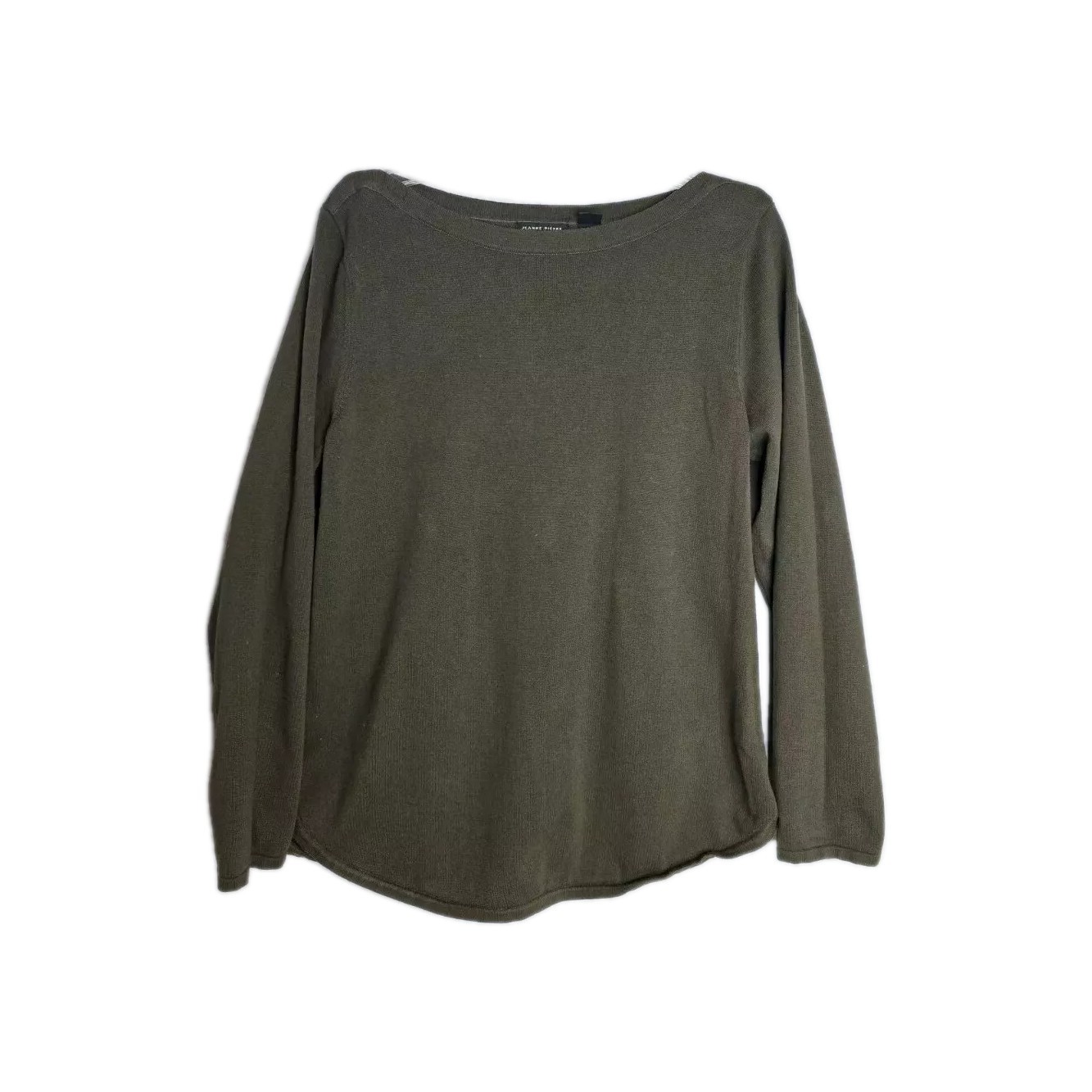 Jeanne Pierre Sweater Women’s 100% Cotton Long Sleeve Knit XL Olive Green