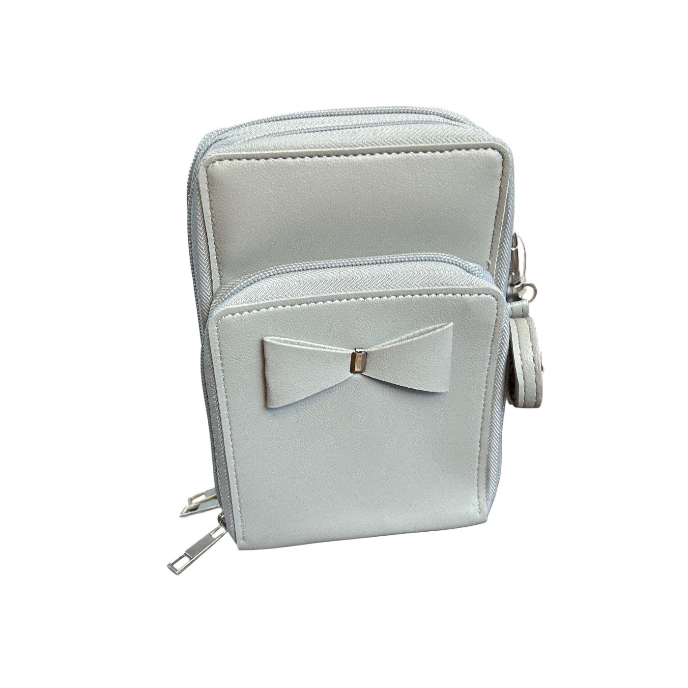 Crossbody Bag Wallet Triple Zip Pockets Removeable Strap 3D Bow Multifunctional