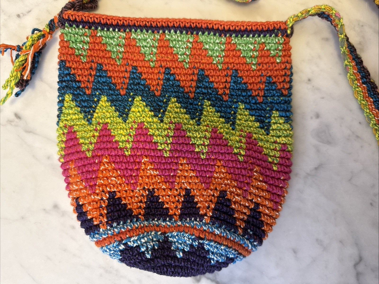 Bamboo Trading Co Cotton Boho Crossbody Bucket Bag Purse Geometric Guatemala