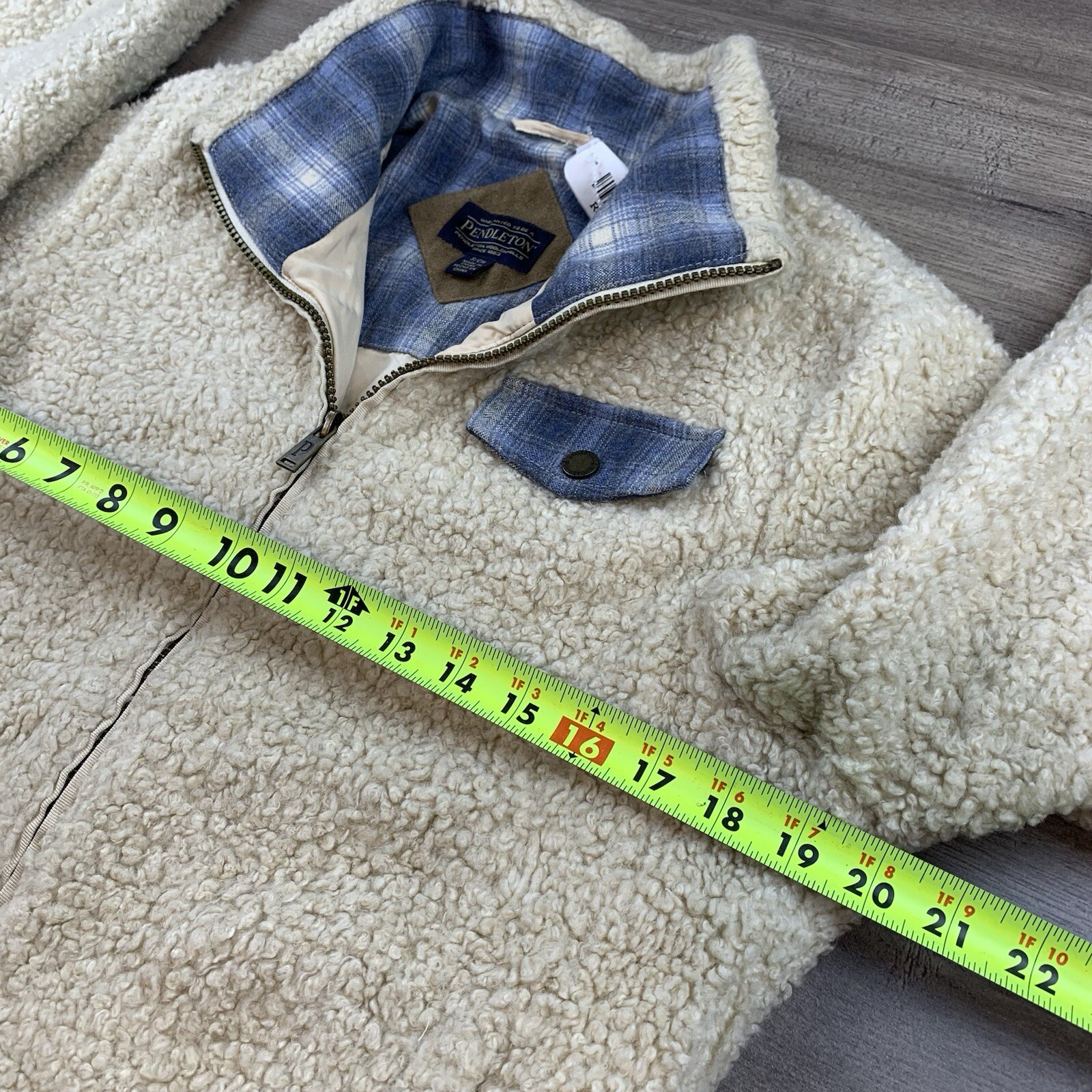 NWT Pendleton Full Zip Sherpa Jacket Women’s Small Beige Fleece Deep Pile Teddy