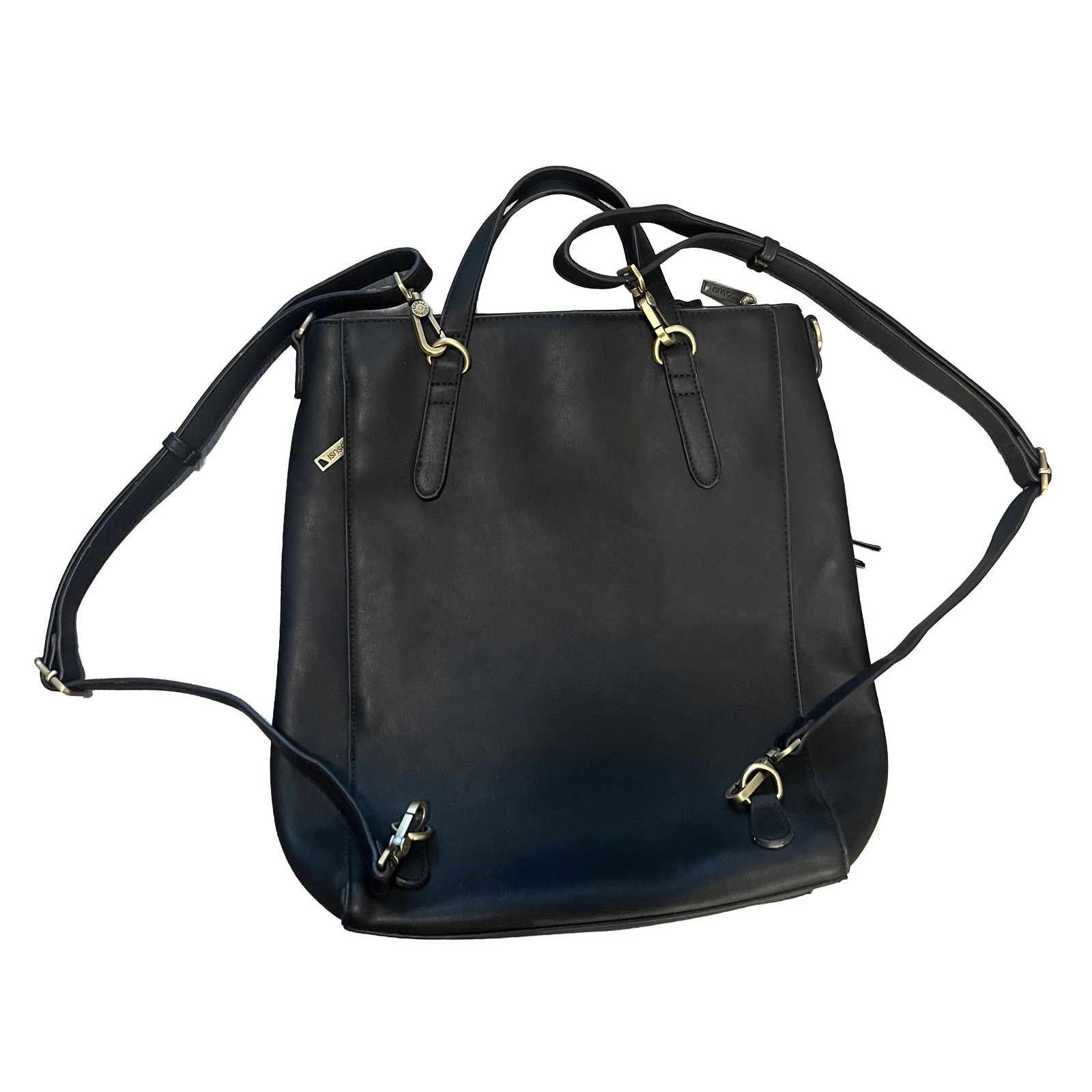 ECOSUSI Black Vegan Leather Convertible Backpack Tote Bag Laptop Briefcase