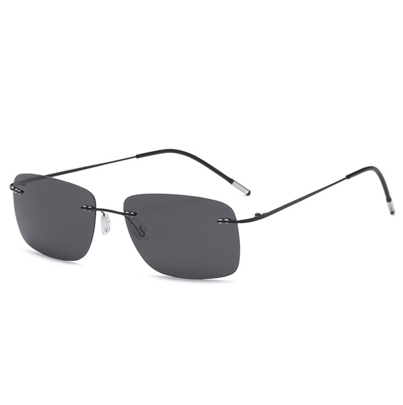 Rimless Titanium Alloy Lightweight Polarized Sunglasses For Men Sunshade Eyewear