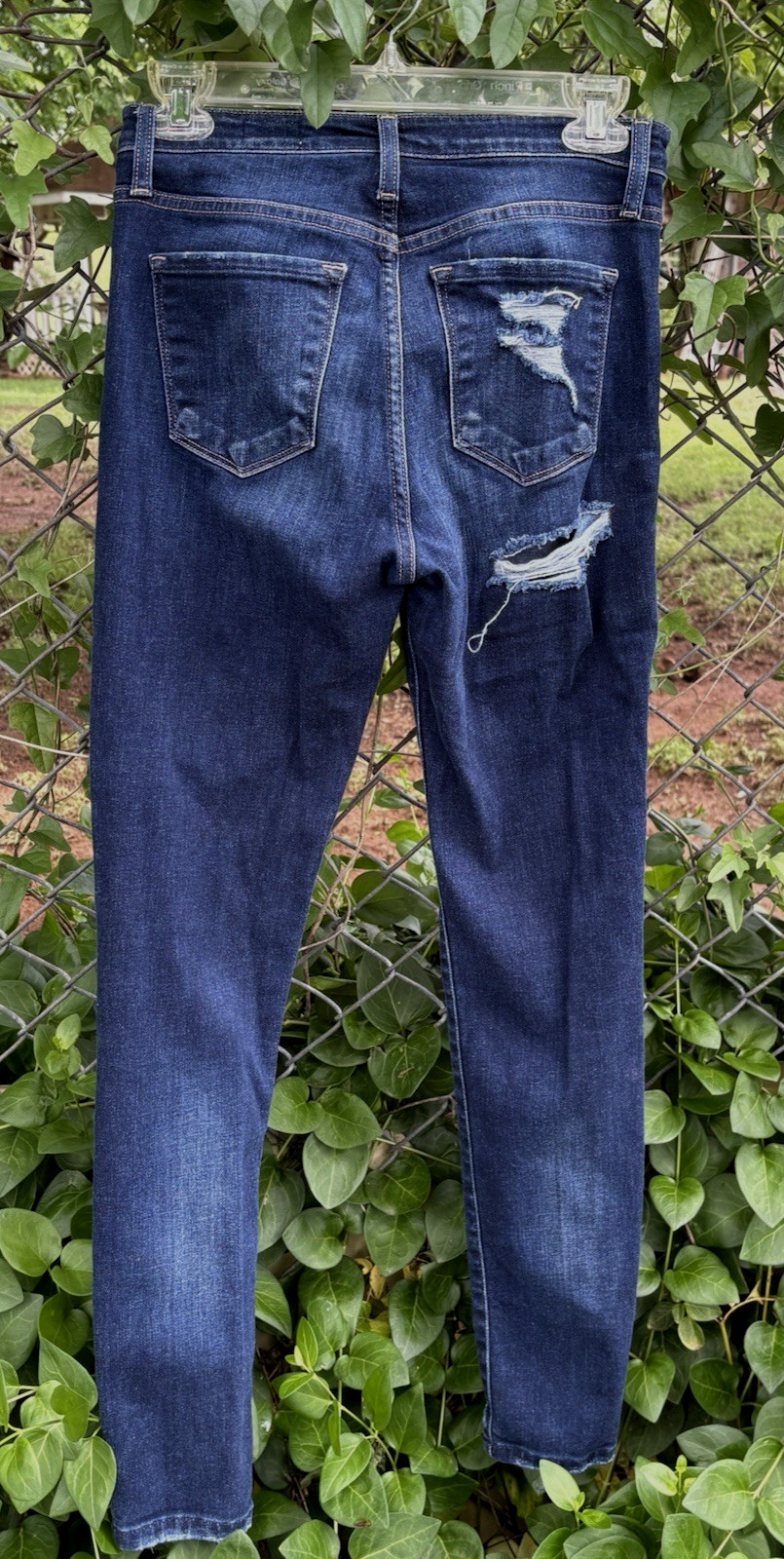 Bridge By Gly High Rise Ankle Skinny Stretch Blue Jeans Destroyed Womens 26