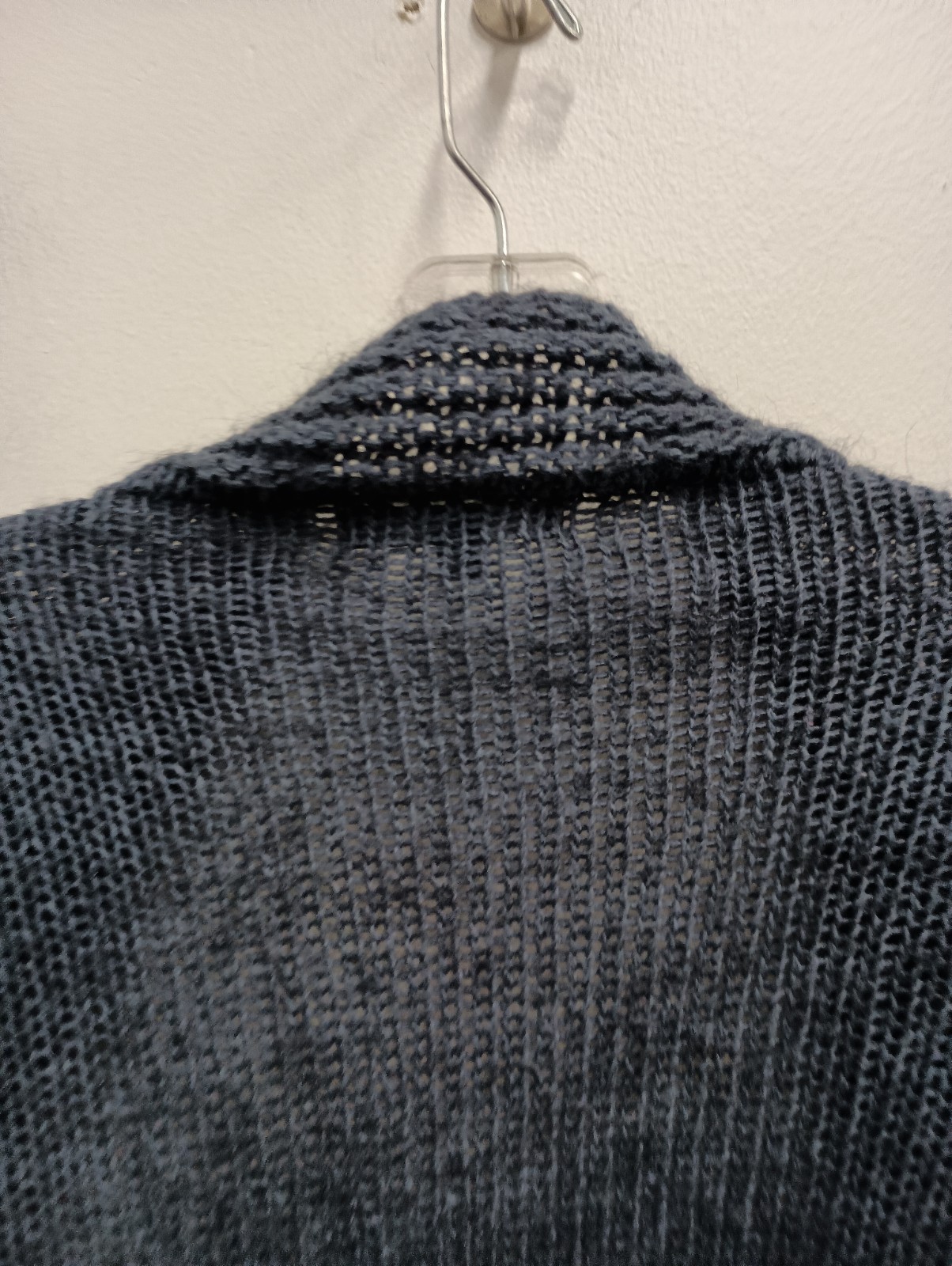 Berretti Womens Cardigan Medium Gray Wool Blend Cascading Bell Sleeve Timeless