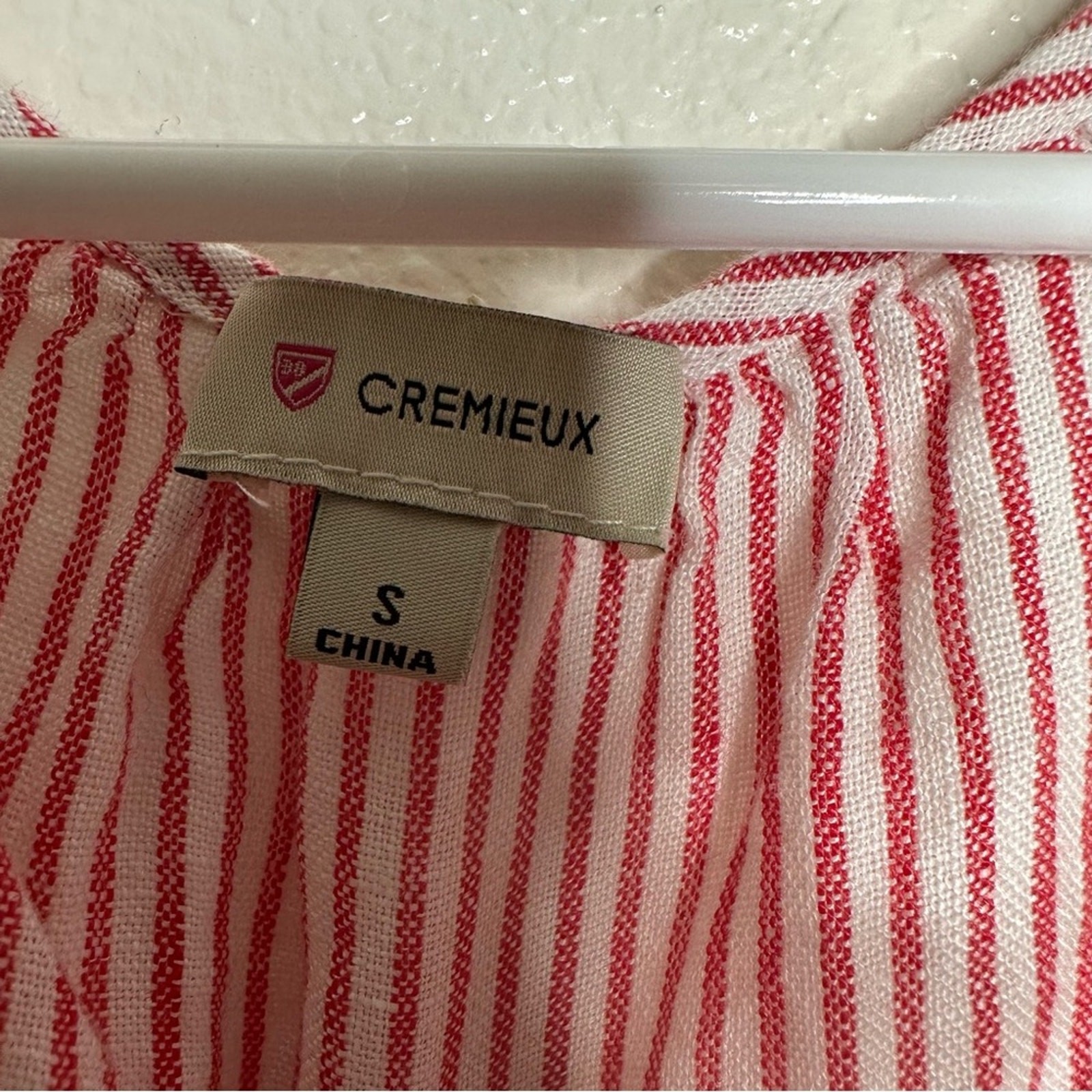 Cremieux Linen Striped Short Sleeve Blouse Small