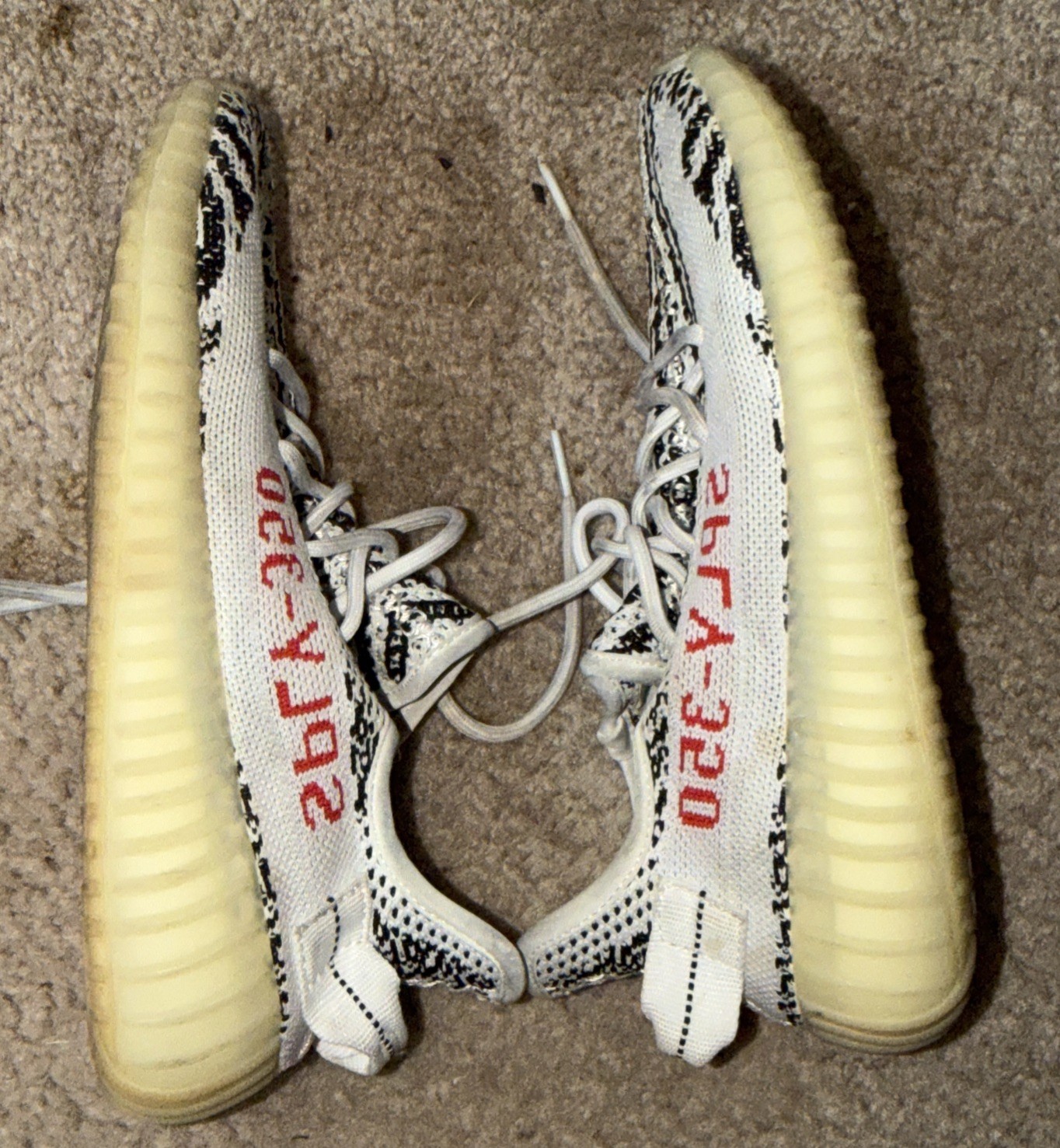 Adidas Yeezy Boost 350 V2 Zebra White Black Sneaker Shoes Low Top Sz 7 No Box