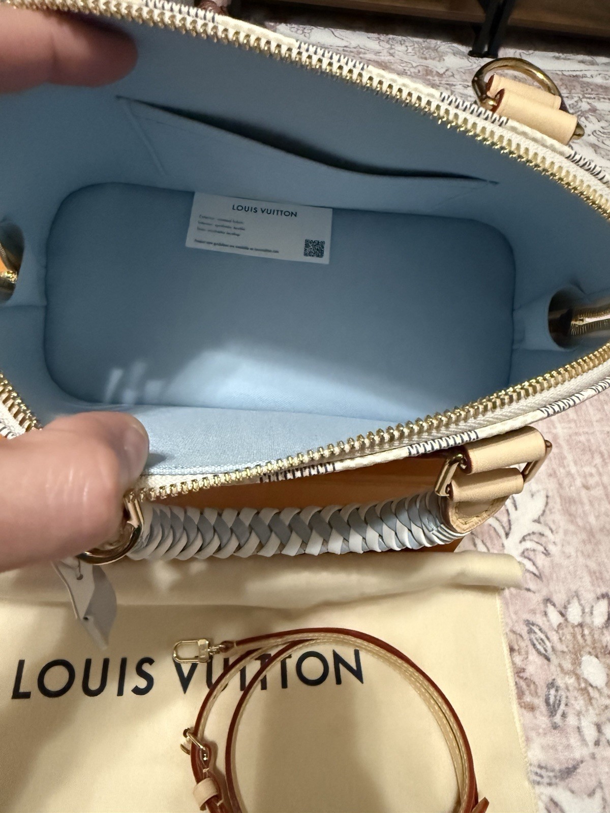 Louis Vuitton Alma BB Damier Azur Limited Edition Braided Handles NEW