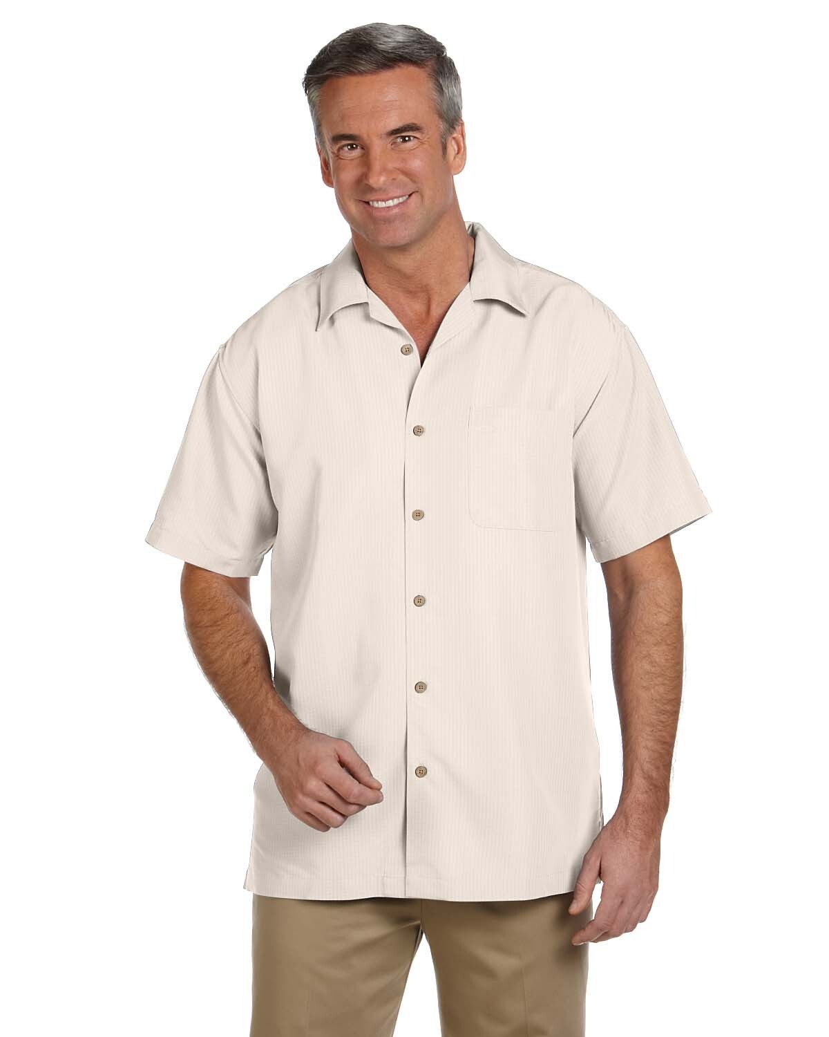 IVORY 2XL Harriton Men’s Barbados Camp Shirt M560 short sleeve button pocket