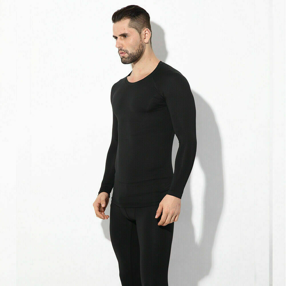 Men Thermal Underwear Long Johns Set with Fleece Warm Top for Ski Fitness Sports