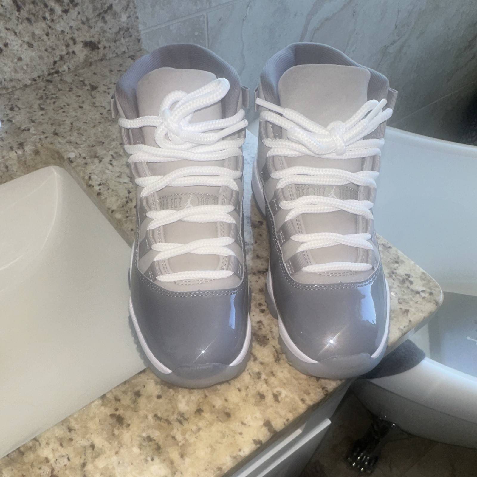 Jordan Air Jordan 11 Retro Gray/White High Top Leather Sneakers US 5Y