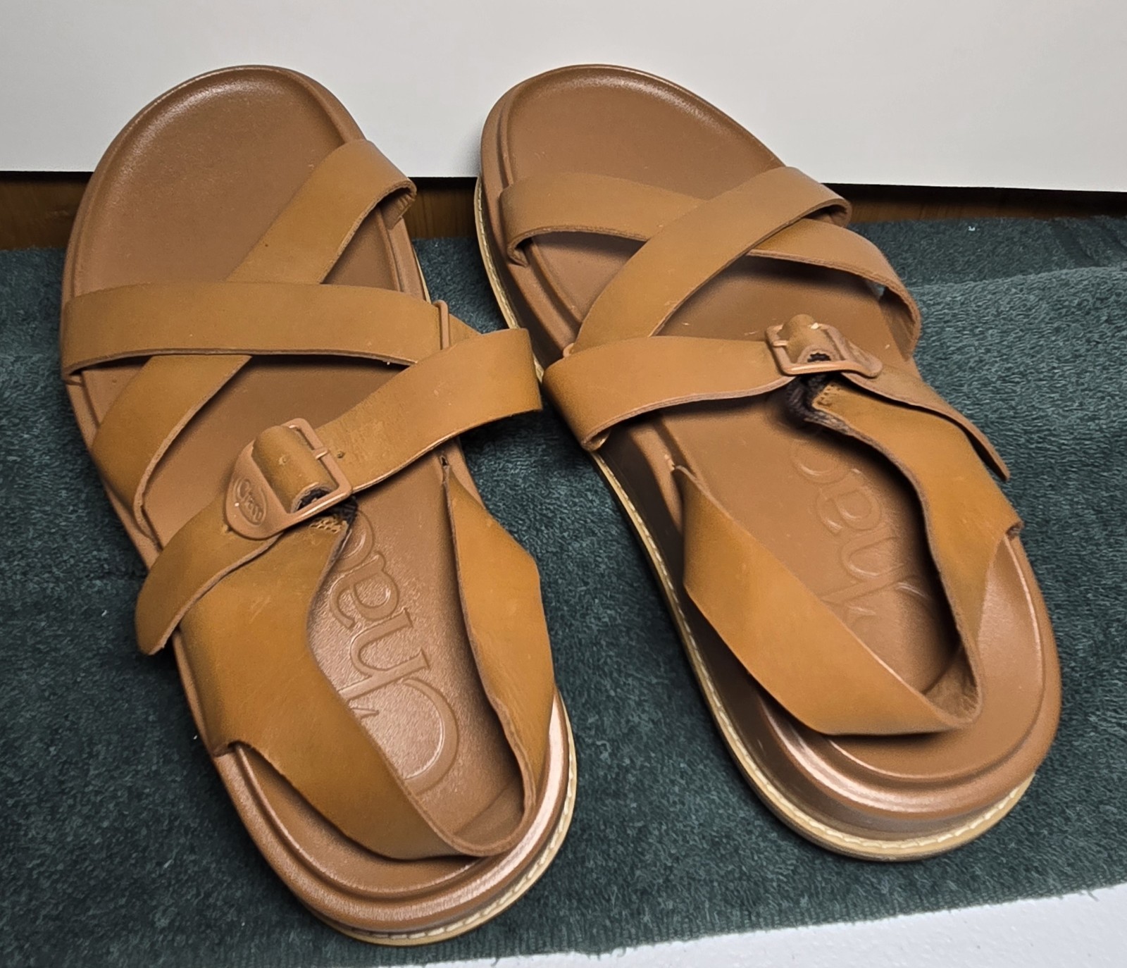 Chaco Lowdown Slide Sandals Women’s Size 9 Brown Adjustable Leather Straps EU 40