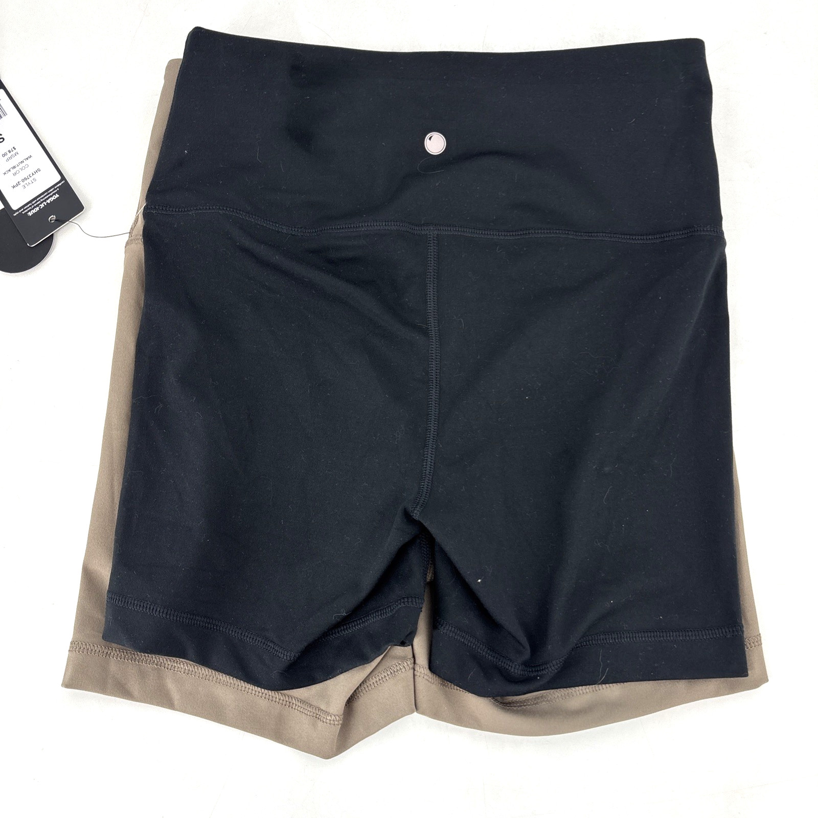 NEW Yogalicious Lux Everyday High Waist Bike Short 2-Pack S 5” Inseam Black Tan