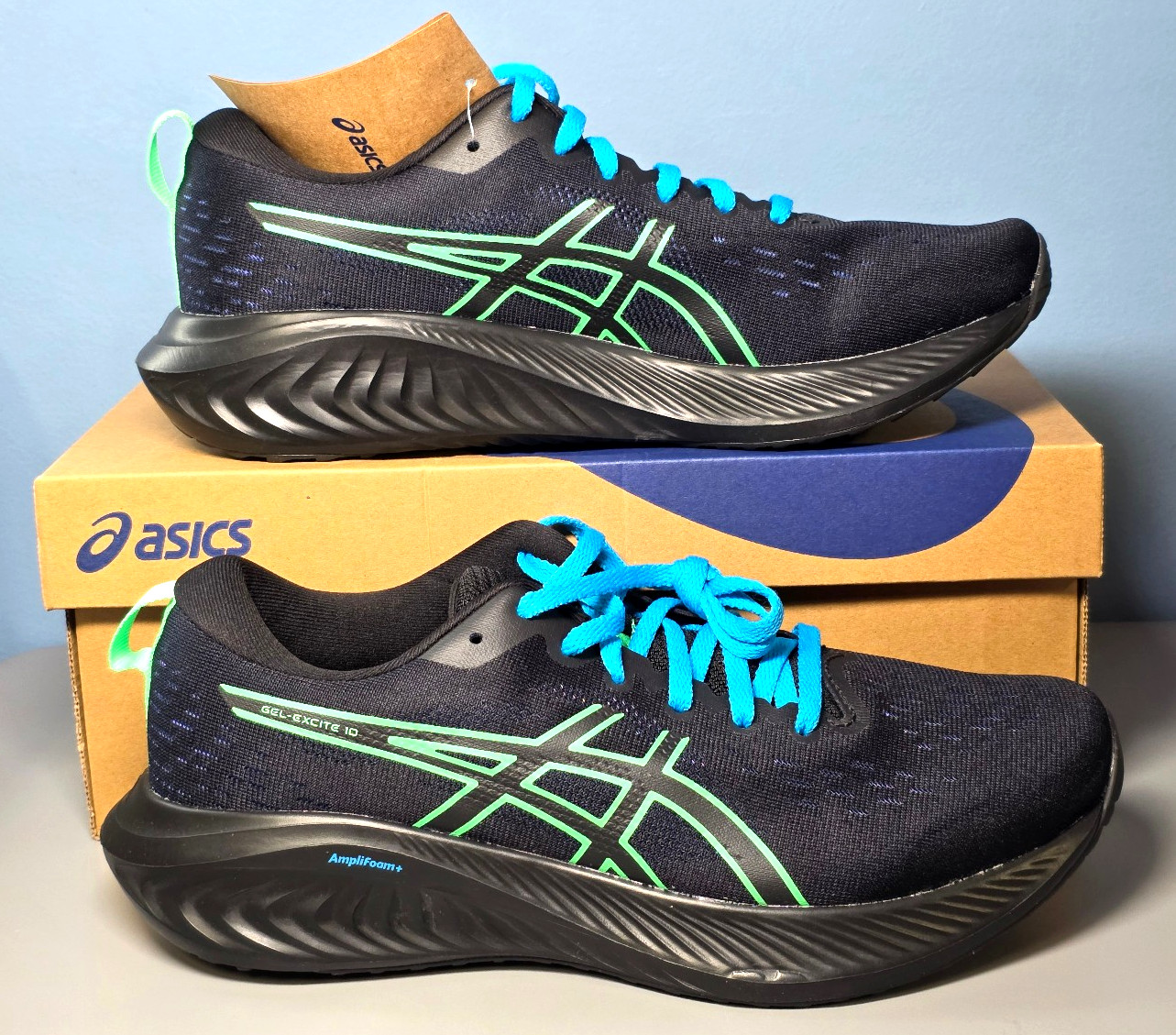NEW ASICS GEL EXCITE 10 Black/New Leaf 1011B600-009 SHOES Men’s 7.5 -New