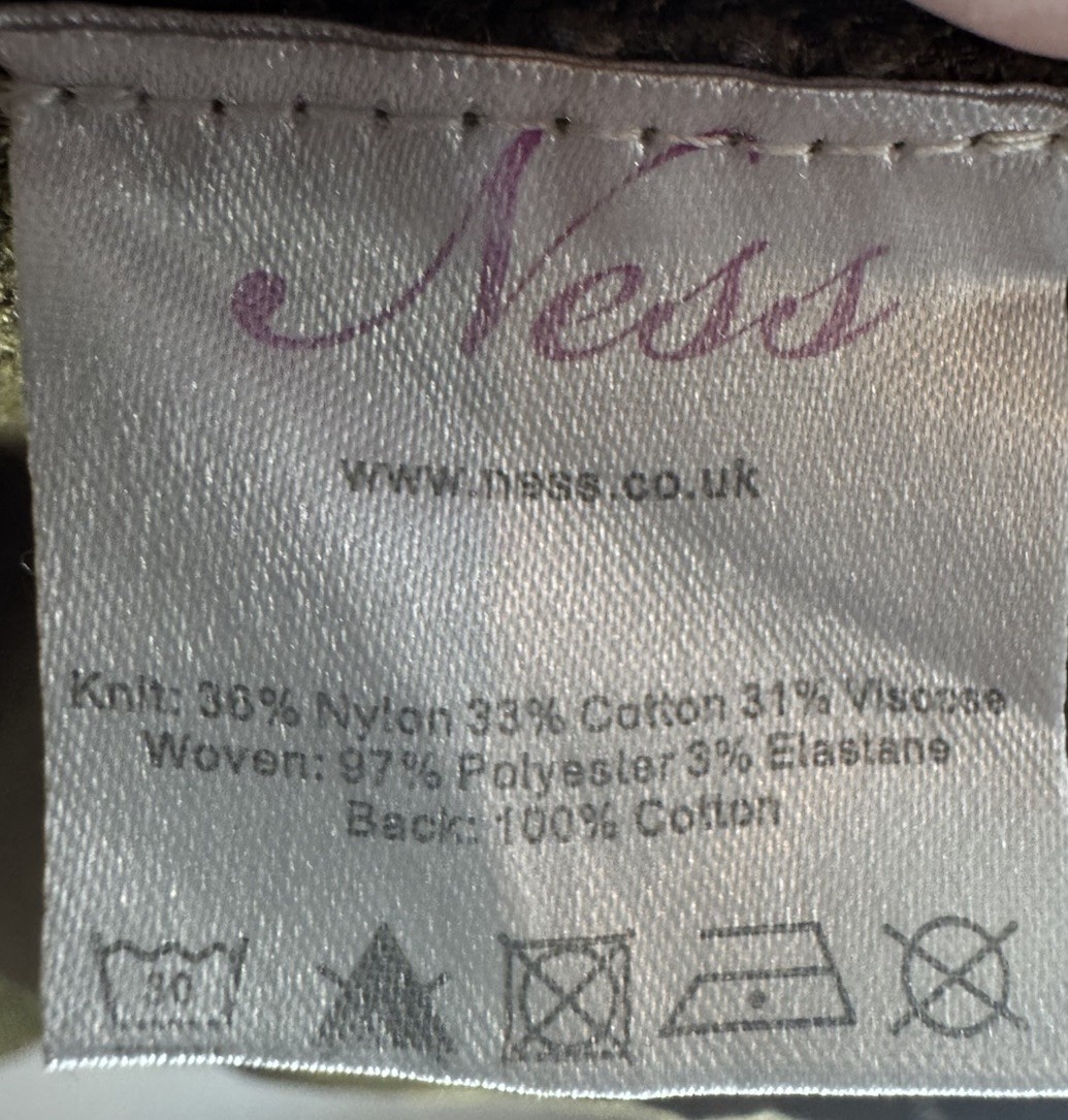 Ness Scotland Jumper With Flower Detail UK Small Jungle Green Nylon Cotton Blend