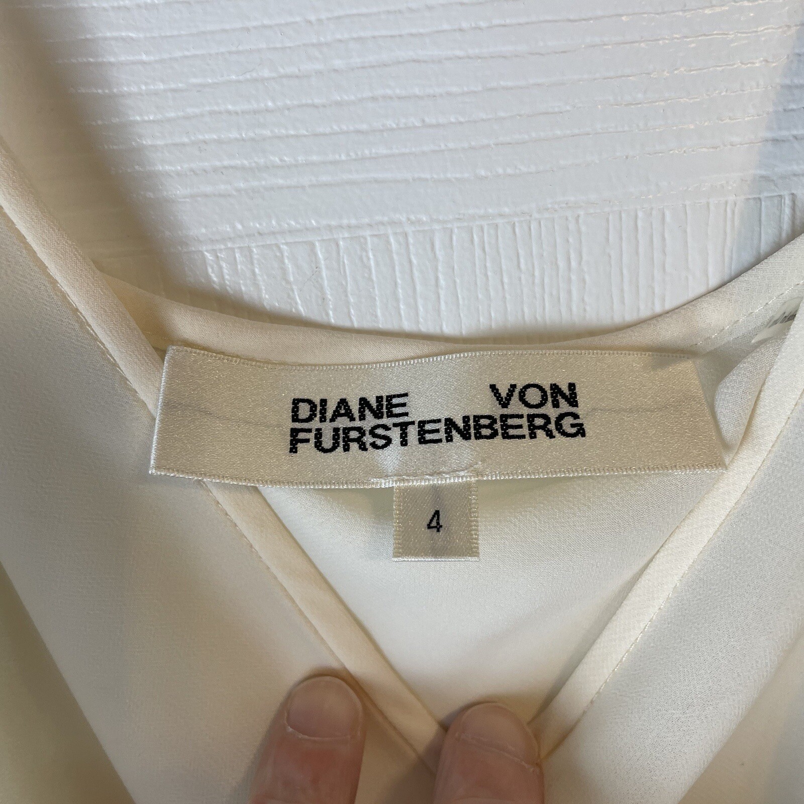 Diane Von Furstenburg Sheer Chemise Slip Dress Sz 4 Ivory V Neck