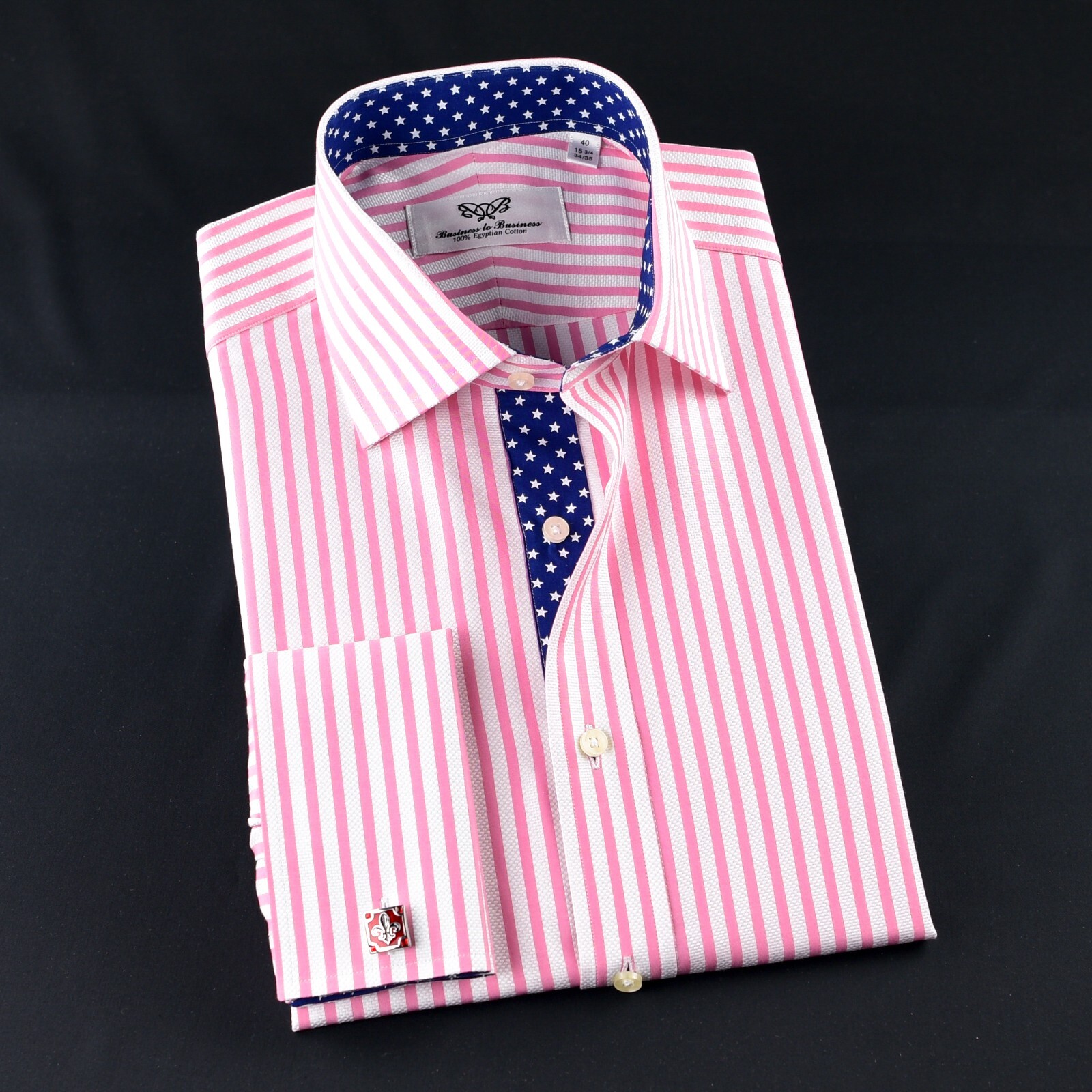 Pink Stripe Formal Business With Blue Stars Inner Lining Professional BossDress