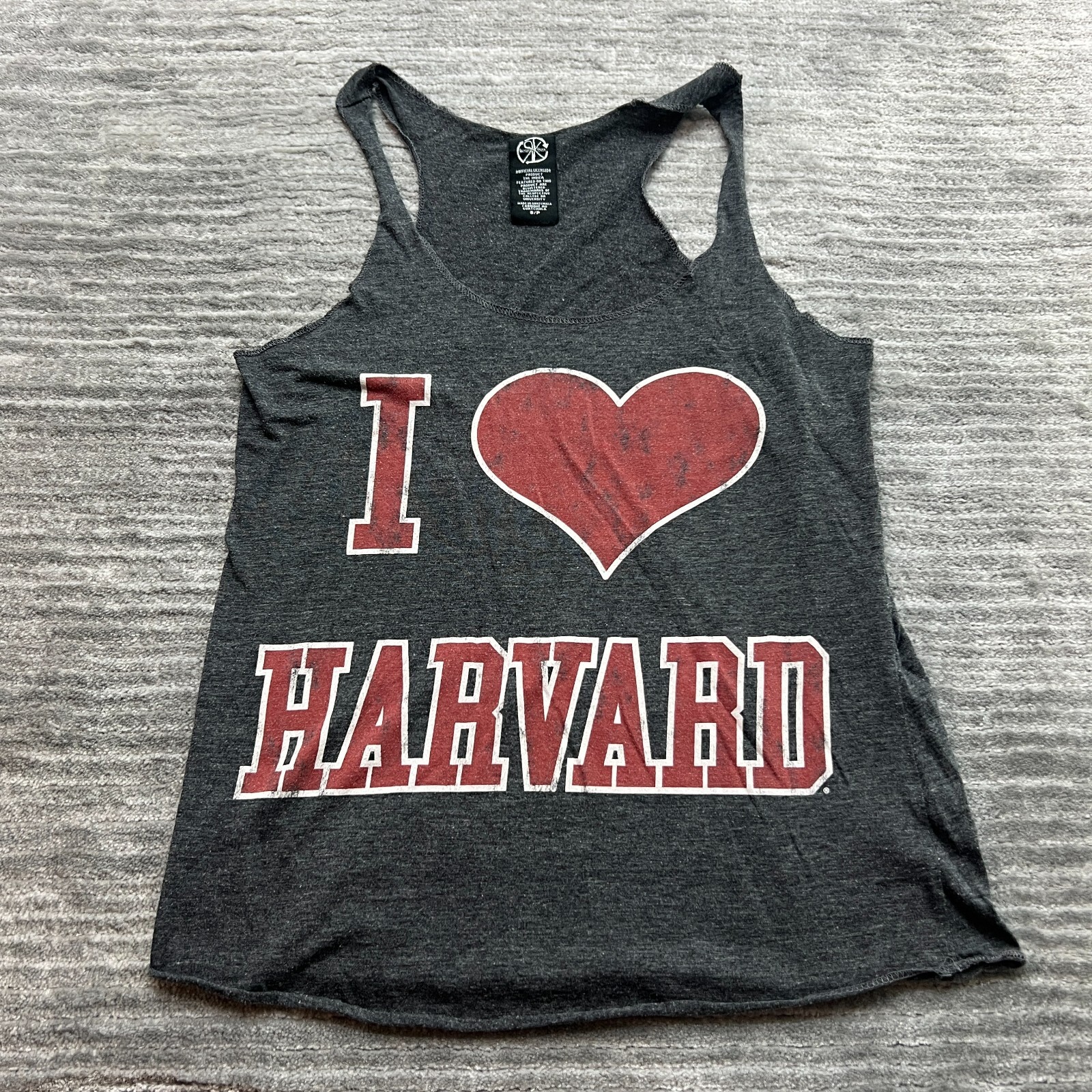 I Love Harvard Tank Top Size S Womens University Heart Workout Gym Active Gray