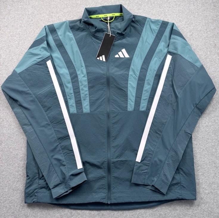 Adidas Adizero Archive Full Zip Running Jacket Mens Size XL Teal HZ3691