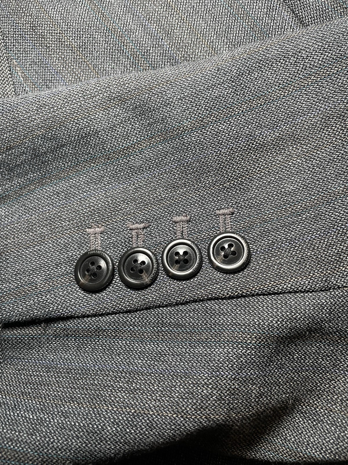 Armani Exchange Blazer Jacket Mens 46R Grey Blue Pinstripe Wool Blend Holiday