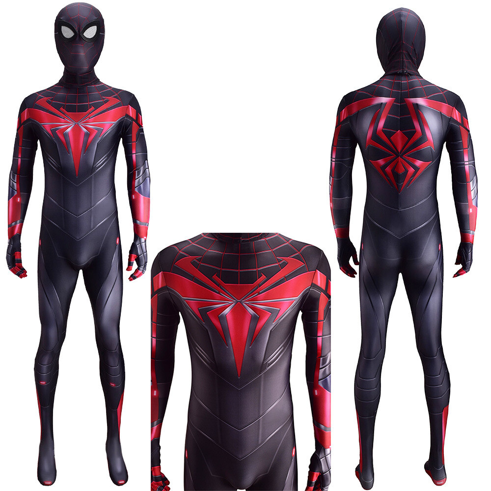 2021 Miles Morales Spiderman Jumpsuit Spider-man Cosplay Costume Suit Halloween