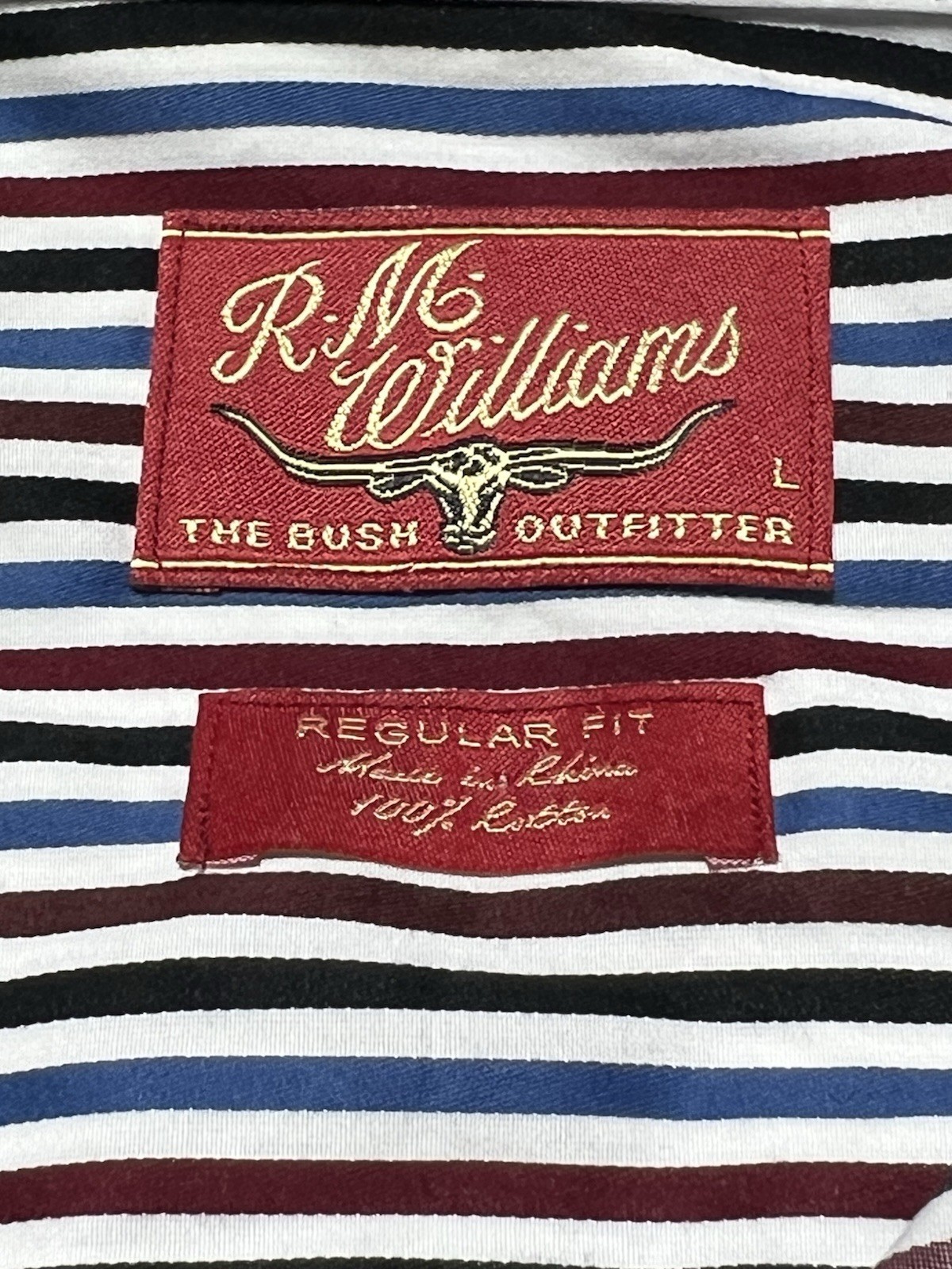 R M Williams Shirt The Bush Outfitter Men’s Large Longhorn Logo Australia
