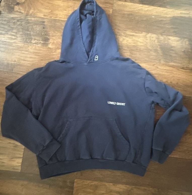 Lonely Ghost Daily Heavyweight Pullover Hoodie in Navy Blue