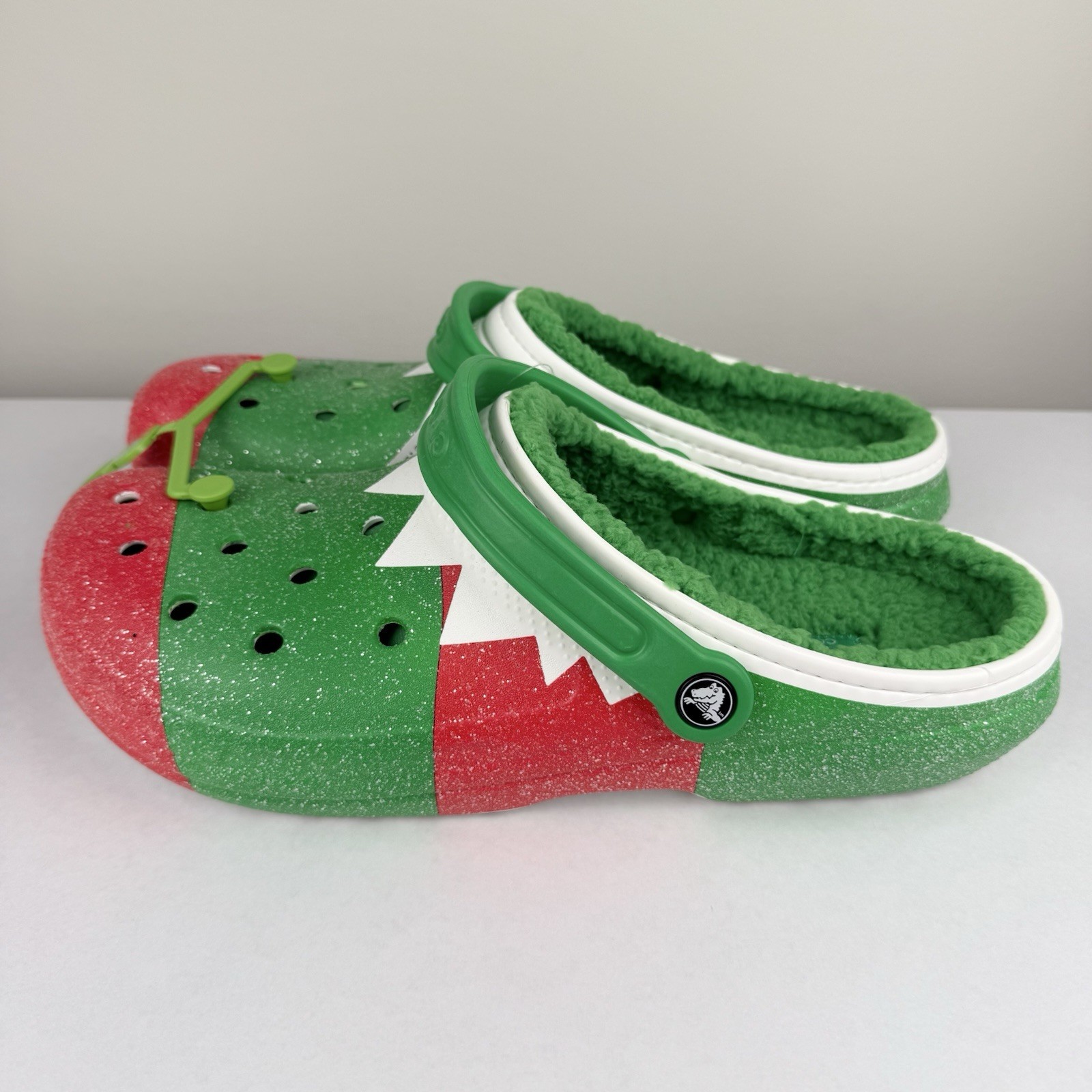 Crocs Classic Holiday Lined Clogs Fuzzy Slippers US Mens 13 NWT Red Green