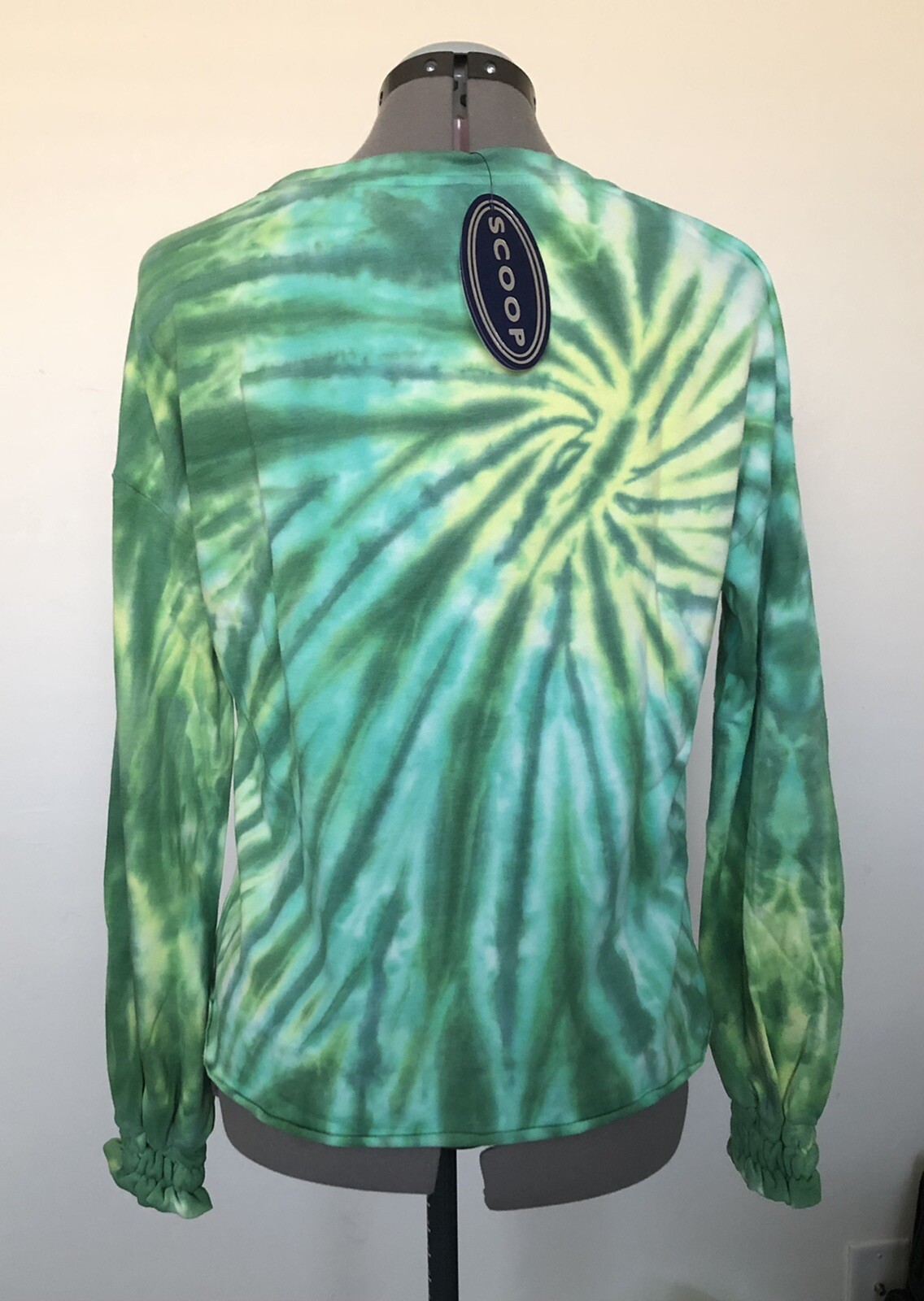 SCOOP Smocked Cuff Lightweight Sweatshirt Size large 12-14 Womens Tie Dye New