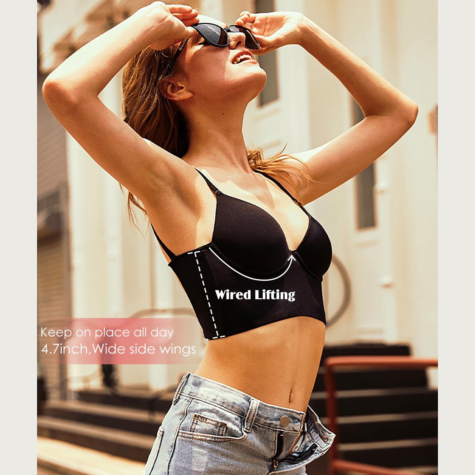 Low Back Bra Wireless Padded Bralette Comfort Halter Backless Cross Multiway USA