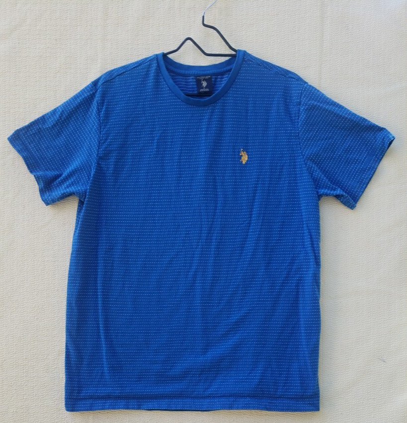 Men’s Blue US Polo Assn T-shirt Size Large Short Sleeve Blue/white 100% Cotton