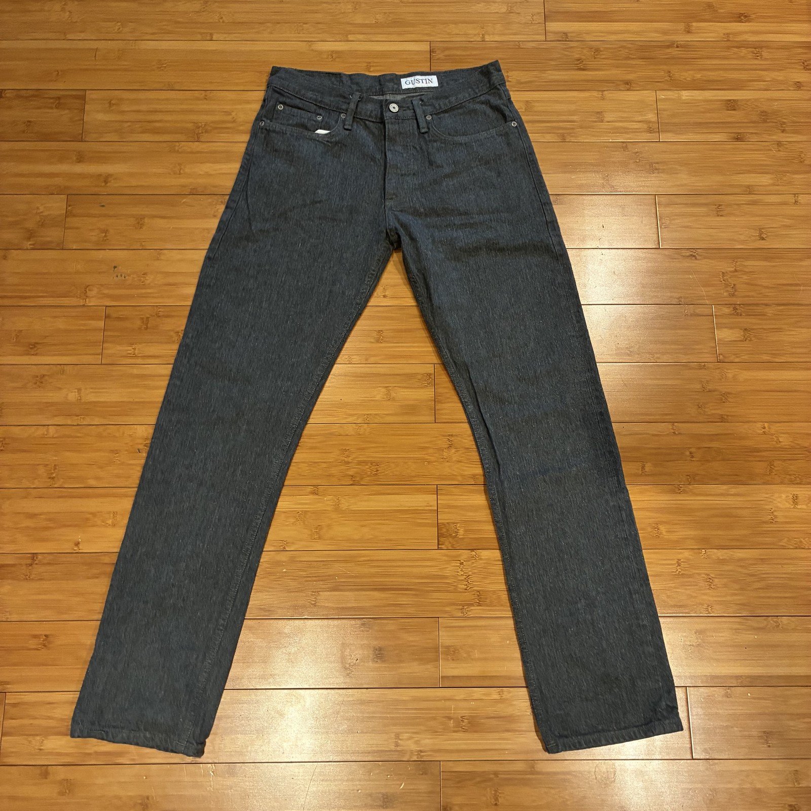 Gustin California Straight Raw Men’s Grey Jeans 31×32 Selvedge Denim
