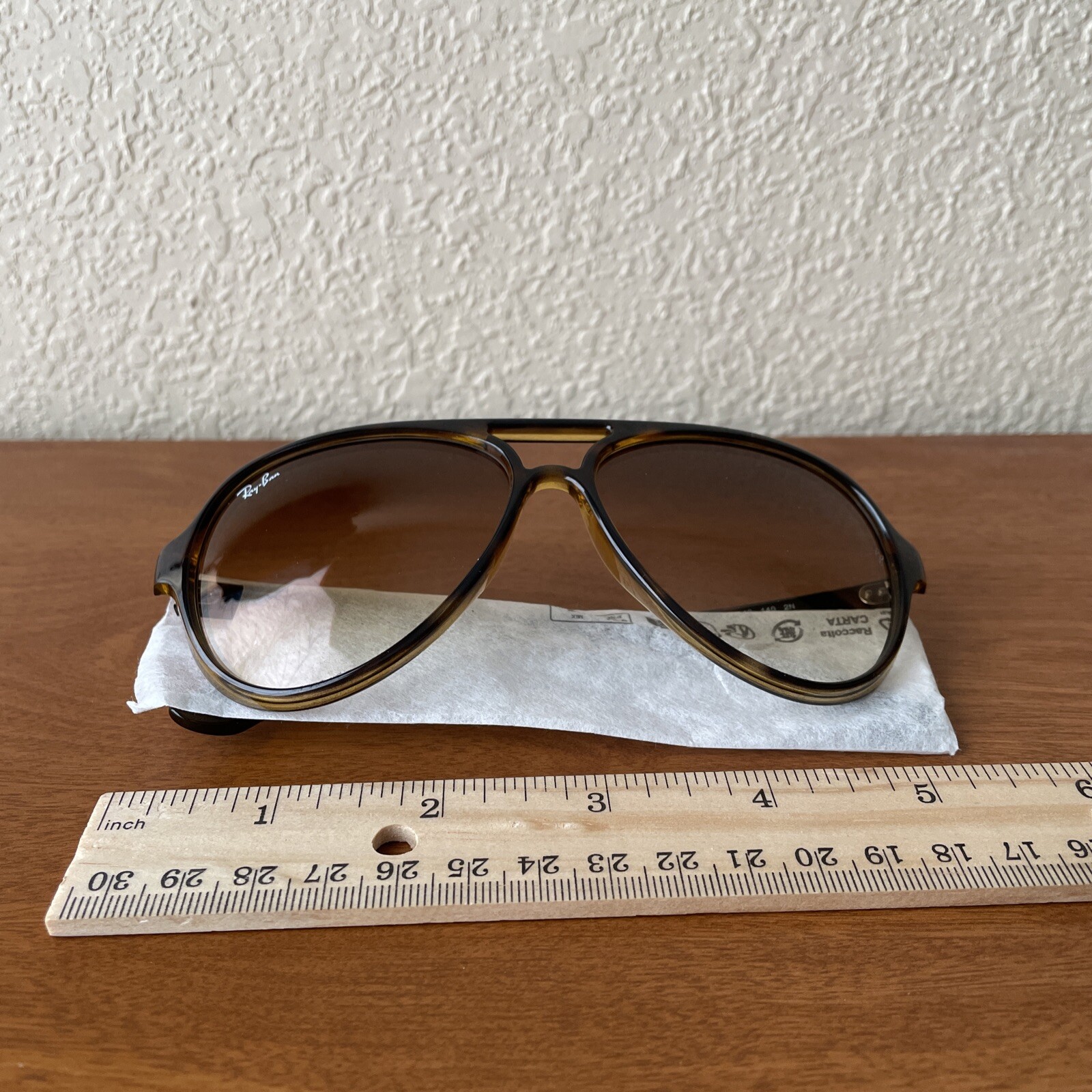 Ray-Ban RB4125 59-13 Aviator Sunglasses – Matte Havana Clear Gradient Brown 140