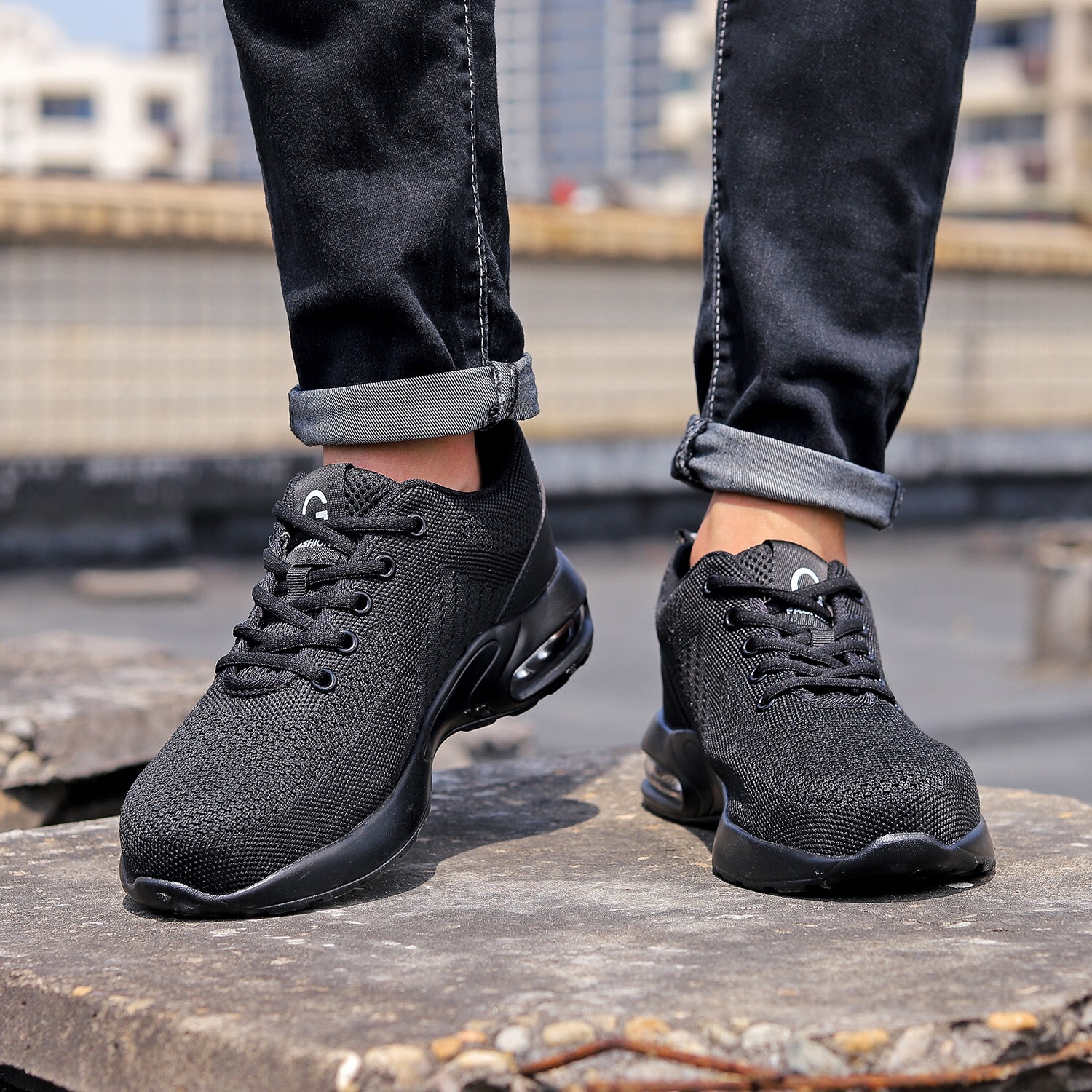Work Safety Shoes Men Lightweight Indestructible Work Sneakers Steel Toe Shoes