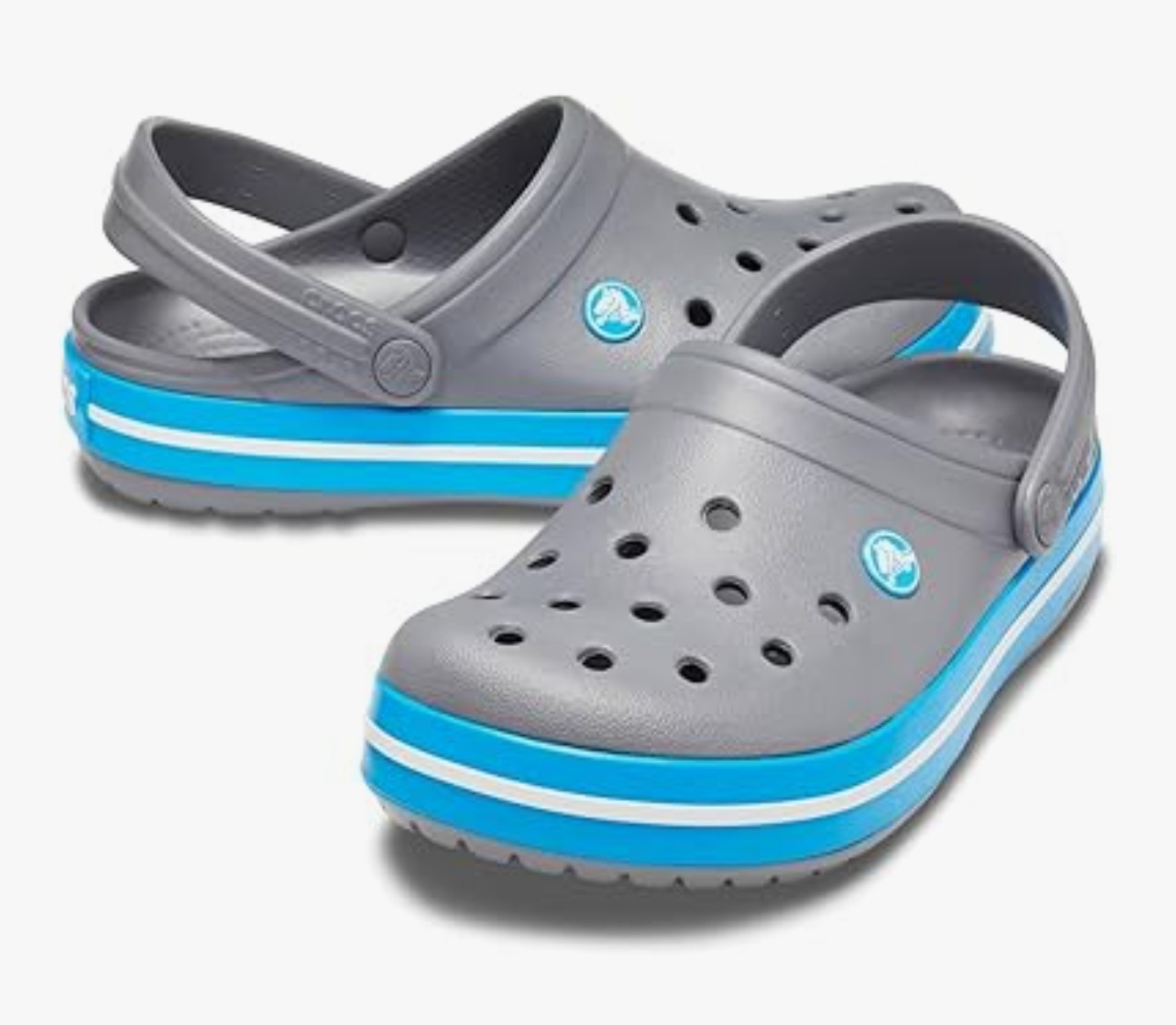 Crocs Crocband Clog Men 5 Women 7 Unisex Charcoal/Ocean Blue Gray NEW IN BAG!