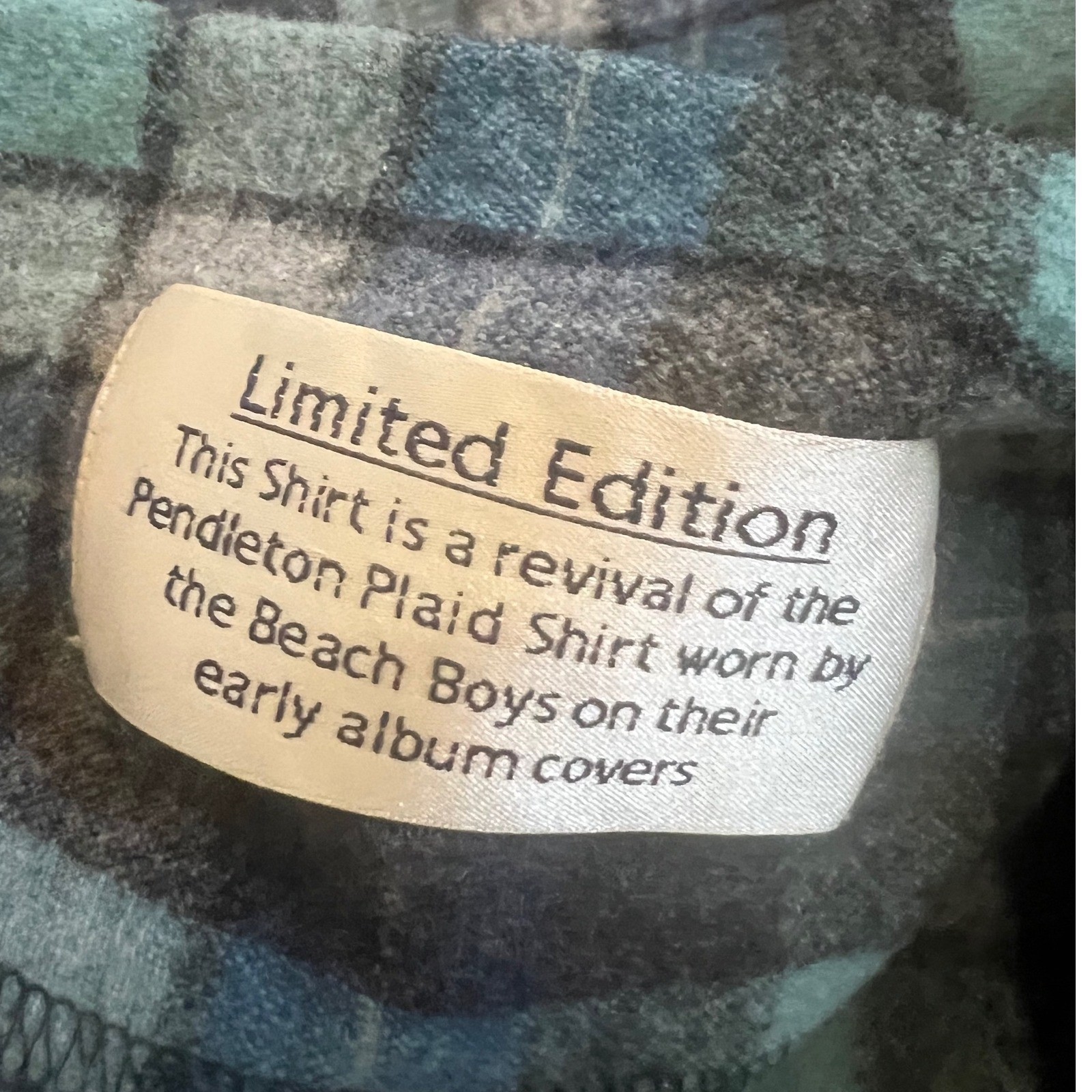 Pendleton Board Shirt Mens Large Blue Plaid Beach Boys Limited Edition Wool