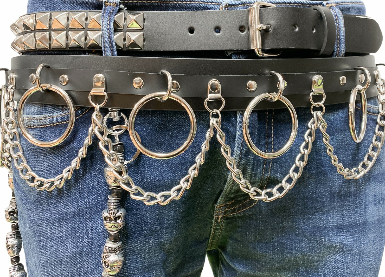 Bondage Belt Steel Chain Real Leather Punk Death Thrash Metal Goth Rave Belt