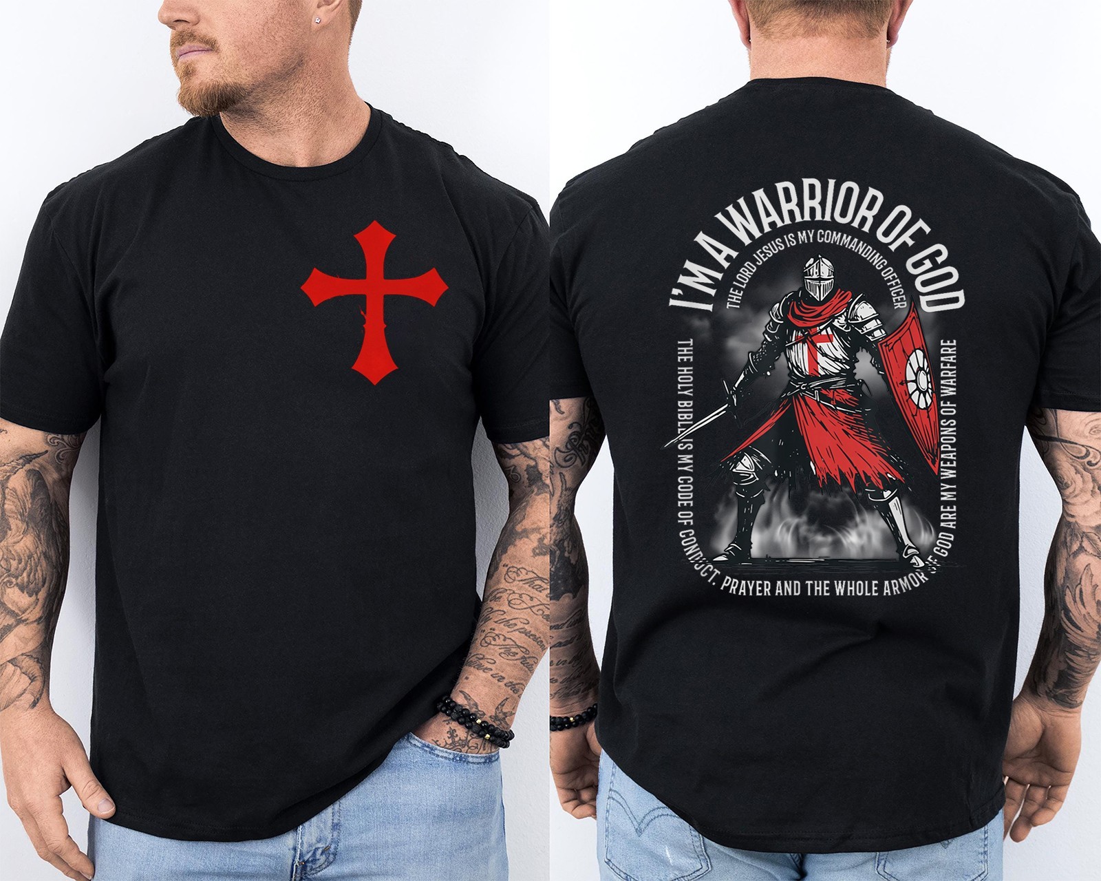 I’m A Warrior Of God – Christian Knight Templar Quote 2 Sided T-Shirt