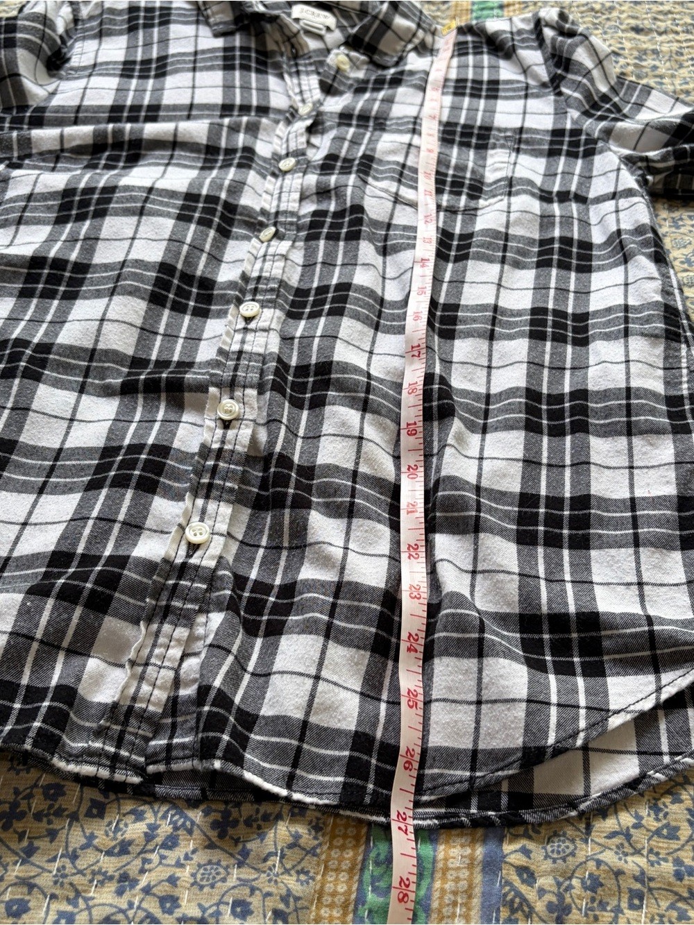 J.CREW Women’s Black & White Plaid Lightweight Flannel Button-Up, Medium