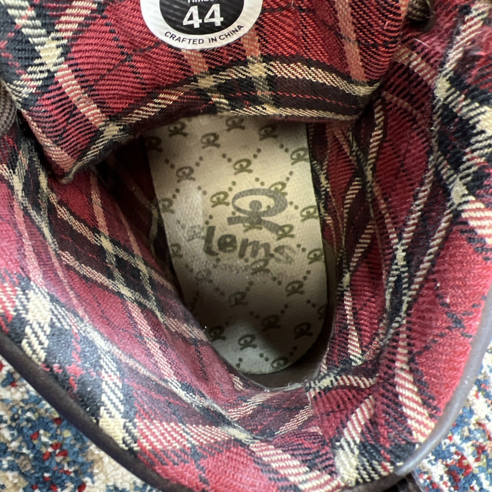Lems Boulder Boots Timber Green Brown Leather Plaid Lined Mens Sz EU 44 US 10.5