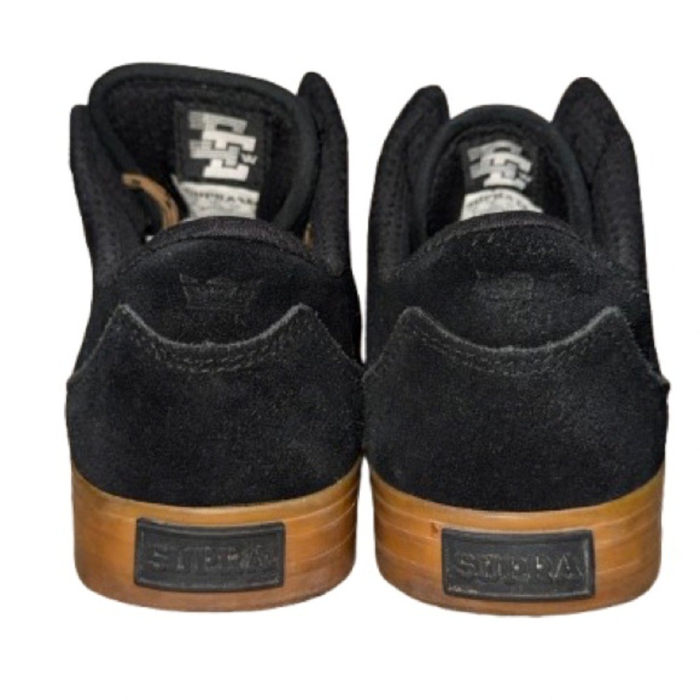 👟🛹 SUPRA Black Suede Skate Shoes Gum Sole Streetwear Sneakers | US Men’s 8